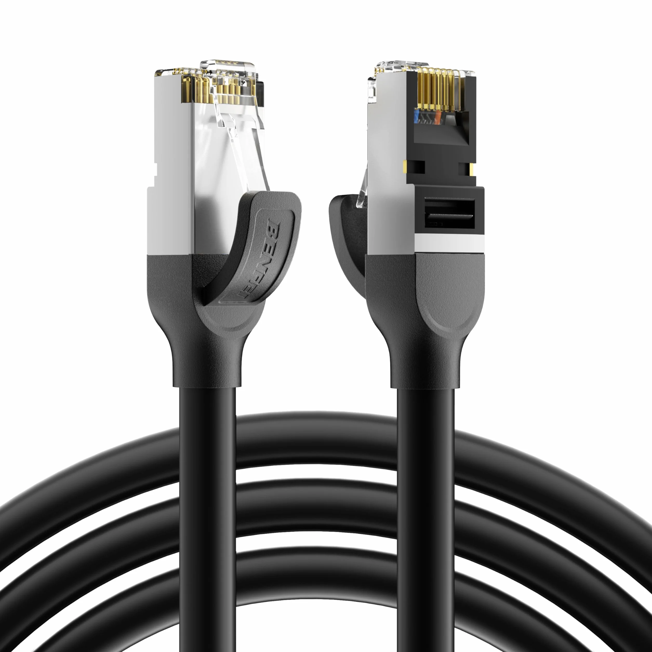 BENFEI Cat 7 Cavo Ethernet 15M, Cavo di Rete LAN RJ45 ad Alta Velocità 10 Gbps 600 MHz, Cavo RJ45 Schermato F/FTP, Cavo Internet Resistente per Interno/Esterno, Compatibile con Gaming, PC, PS5