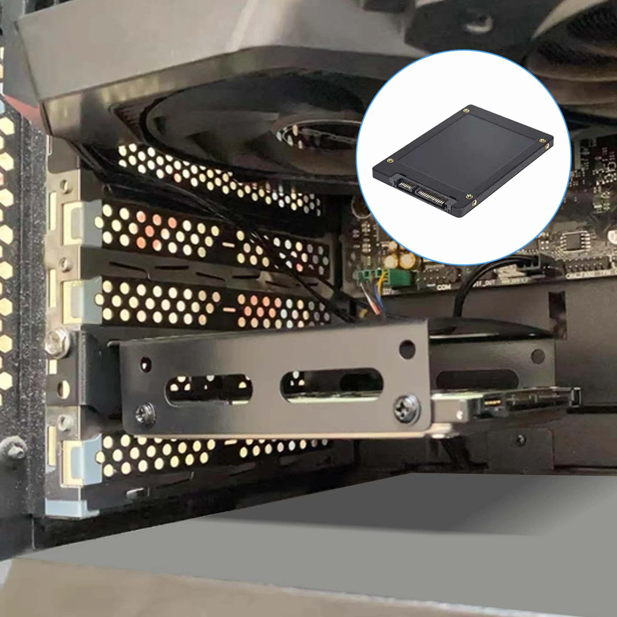 YAODHAOD Staffa di montaggio per pannello posteriore da 2,5 a 3,5", slot PCI per SSD PCI, 2 dischi rigidi interni da 2,5 pollici a PCI (nero 2,5", slot PCI da 12 cm)