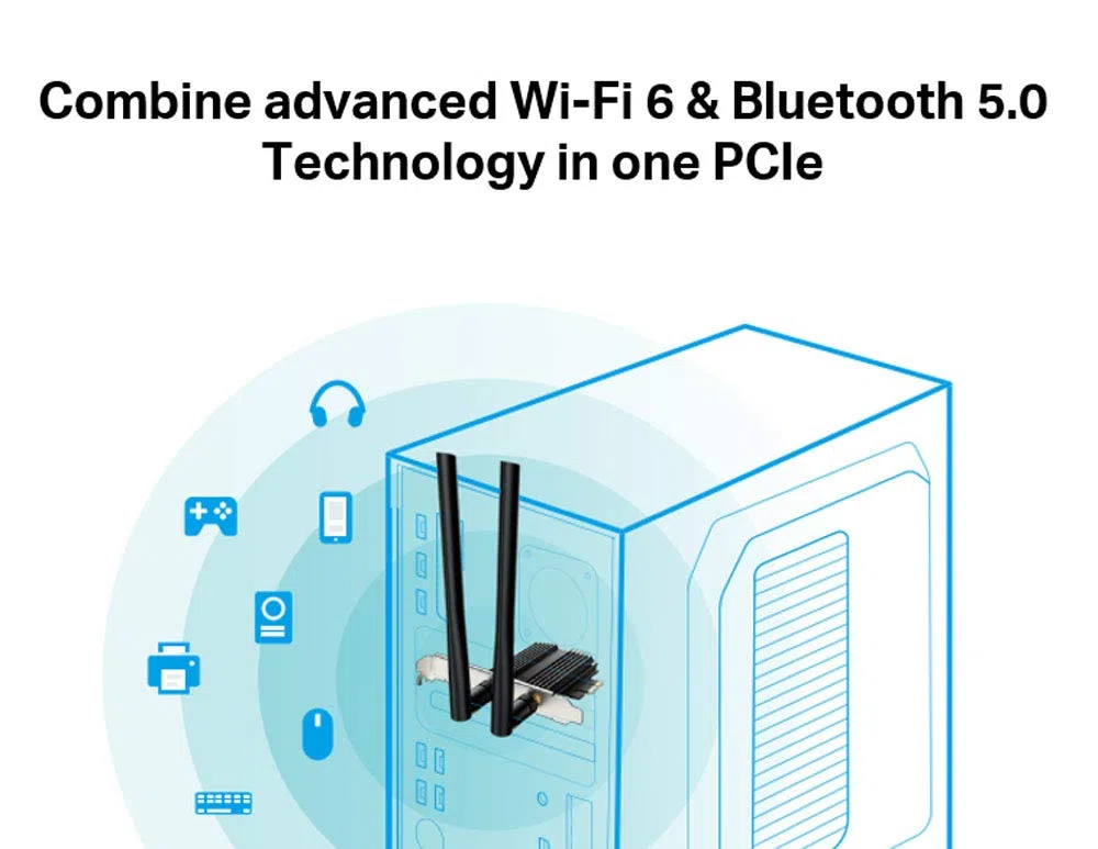 TP-Link Archer TX50E AX3000 Wi-Fi 6 Bluetooth 5.2 PCIe Adapter for PC with Heat Sink, MU-MIMO, Ultra-Low Latency, Supports Windows 10(64bit) Only