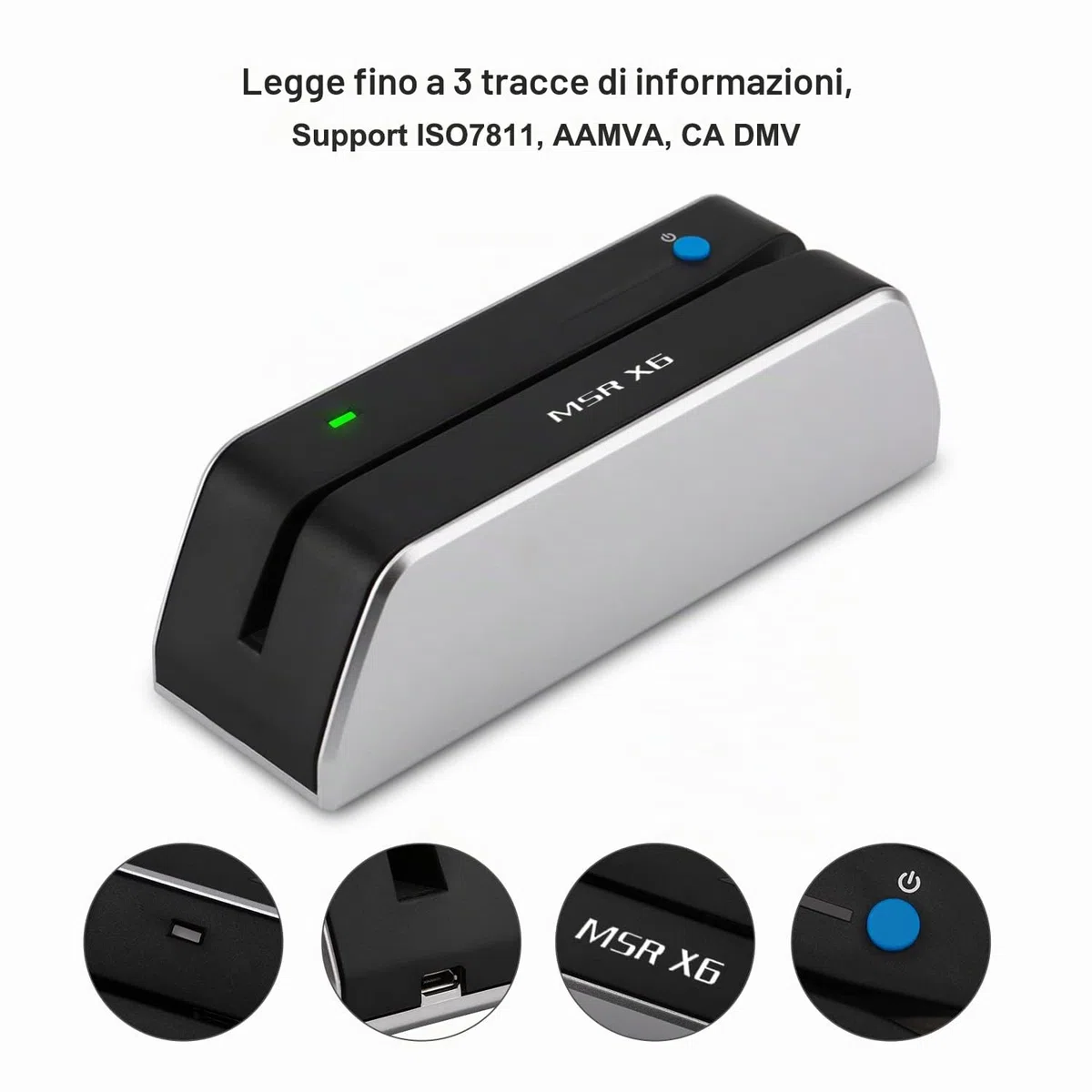 MSR X6 Lettore di schede VIP Bluetooth Swiper Writer Encoder Hico 3 tracce USB e Bluetooth