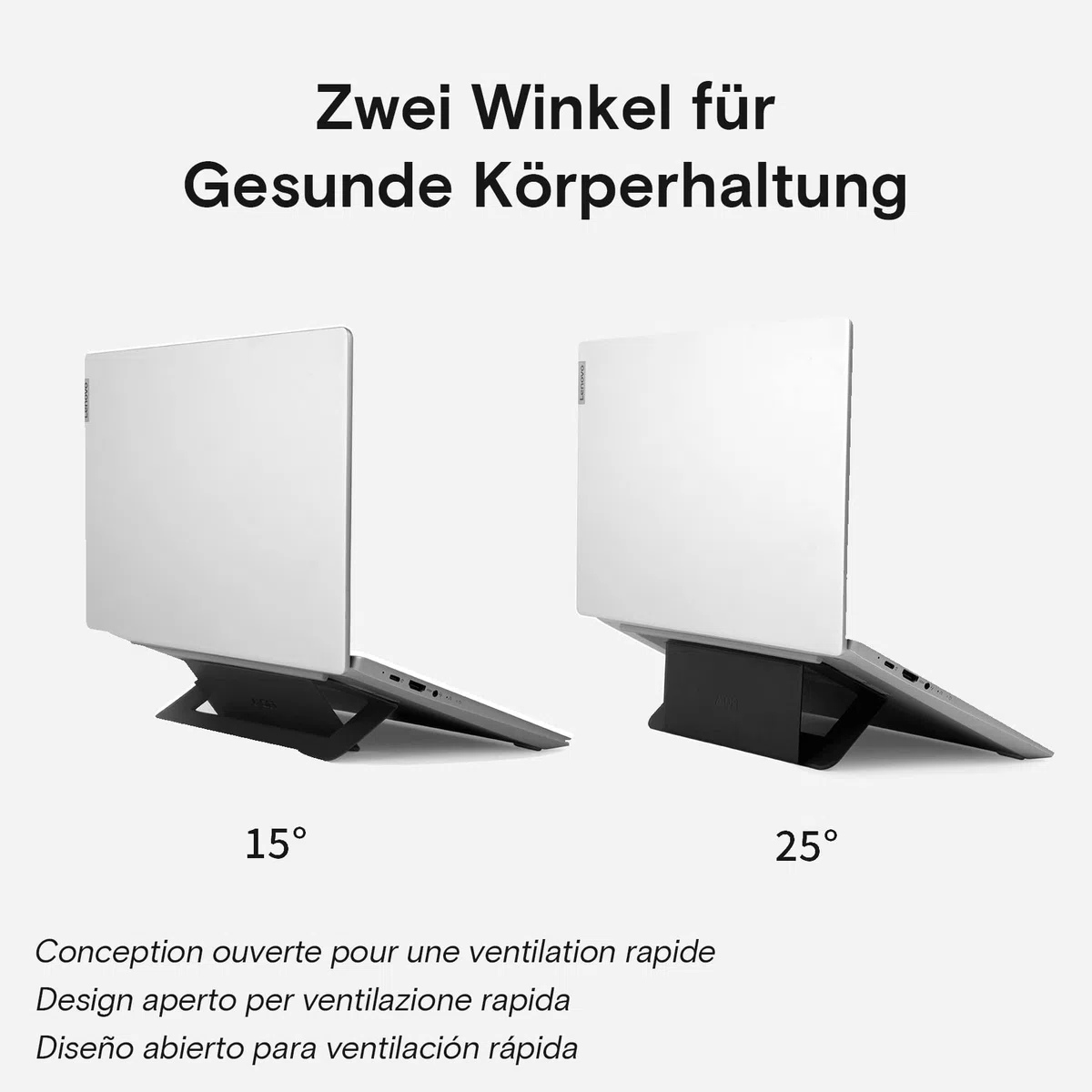 MOFT Invisible Airflow Supporto per laptop con design aperto per dissipazione del calore, doppio angolo regolabile, riutilizzabile e senza residui, compatibile con laptop fino a 16 pollici (nero)