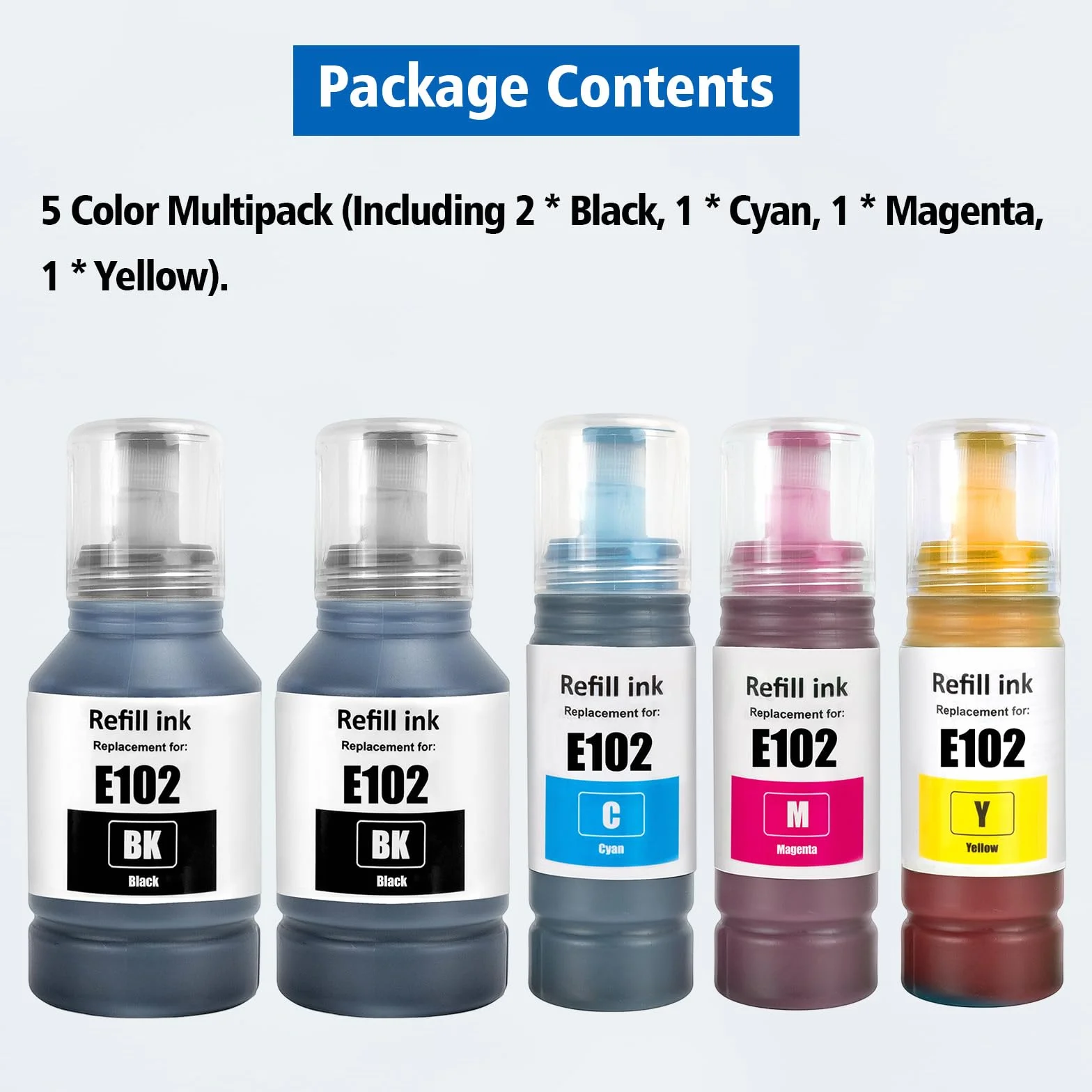 102 Inchiostro Multipla Compatibile per Epson ET-2750 ET-2756 ET-2850 ET-2851 ET-2856 ET-3700 ET-3750 ET-3850 ET-4500 ET-4700 ET-4750 ET-4850 ET-4856 ET-15000 Stampante (BK*2/C/M/Y)