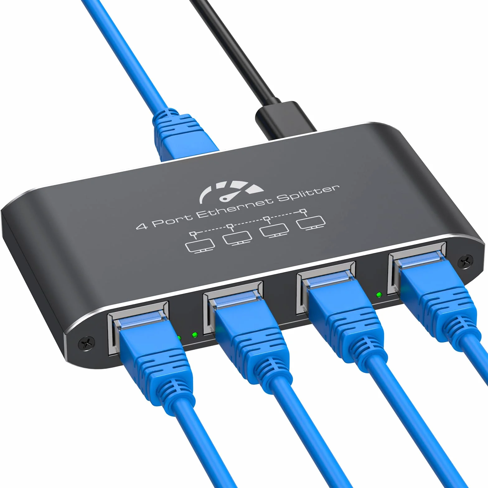 VEDINDUST Sdoppiatore Ethernet da 1 a 4 1000Mbps Switch di Rete LAN Gigabit 4 Porte Ethernet Splitter RJ45 LAN Splitter Con Cavo USB 3.0 a Type-C per Computer, Router, Set-top Box, TV