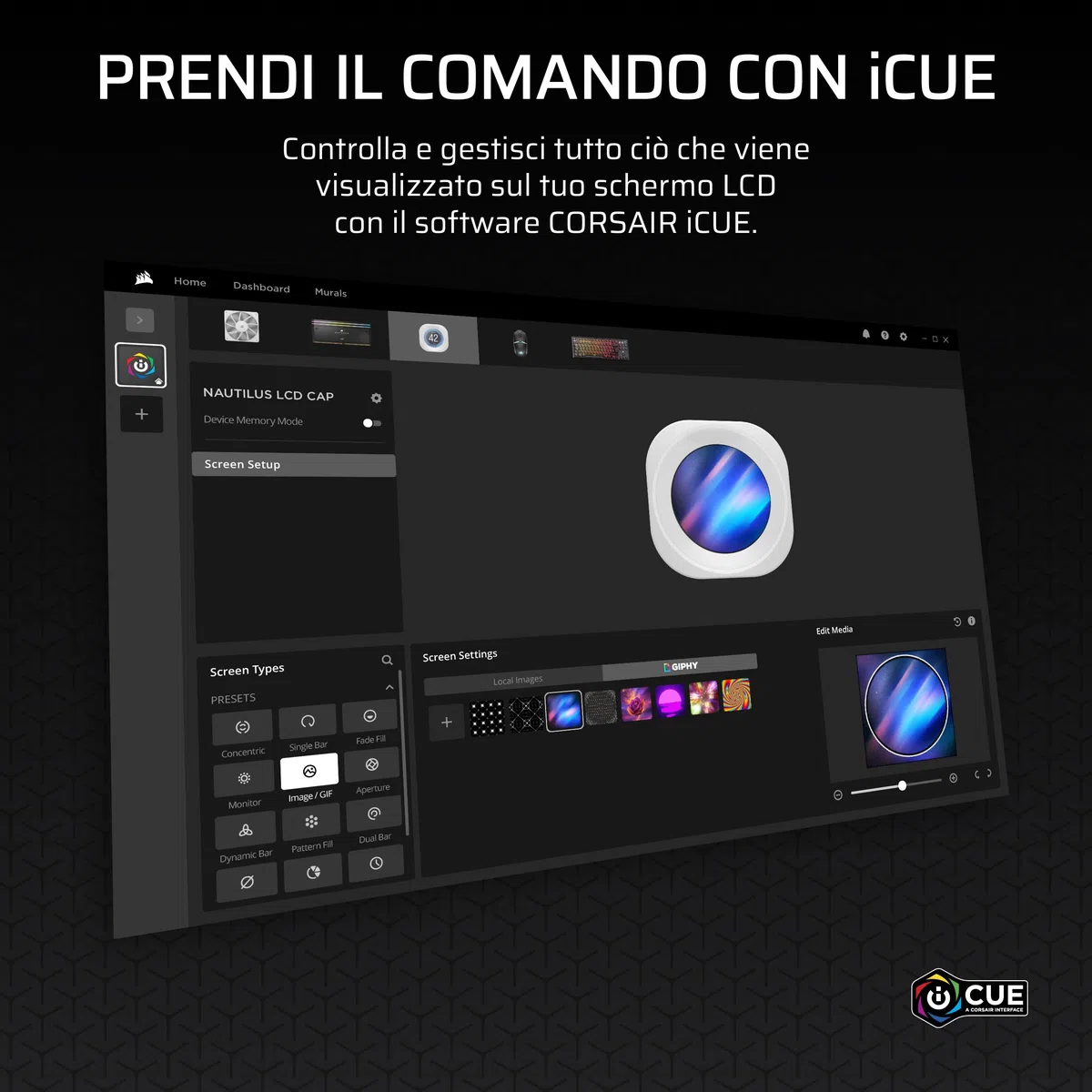 CORSAIR NAUTILUS RS Modulo LCD – Per dissipatori CPU AIO NAUTILUS RS e NAUTILUS RS ARGB – Schermo LCD IPS da 2,1", facile installazione senza attrezzi – Bianco