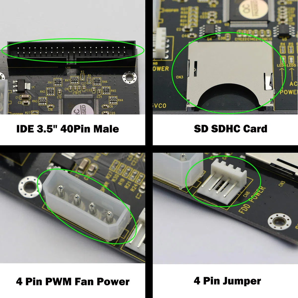 GINTOOYUN Adattatore da SD SDHC SDXC MMC a 3,5 pollici 40 pin maschio IDE scheda di memoria SD a IDE Hard Disk Drive adattatore