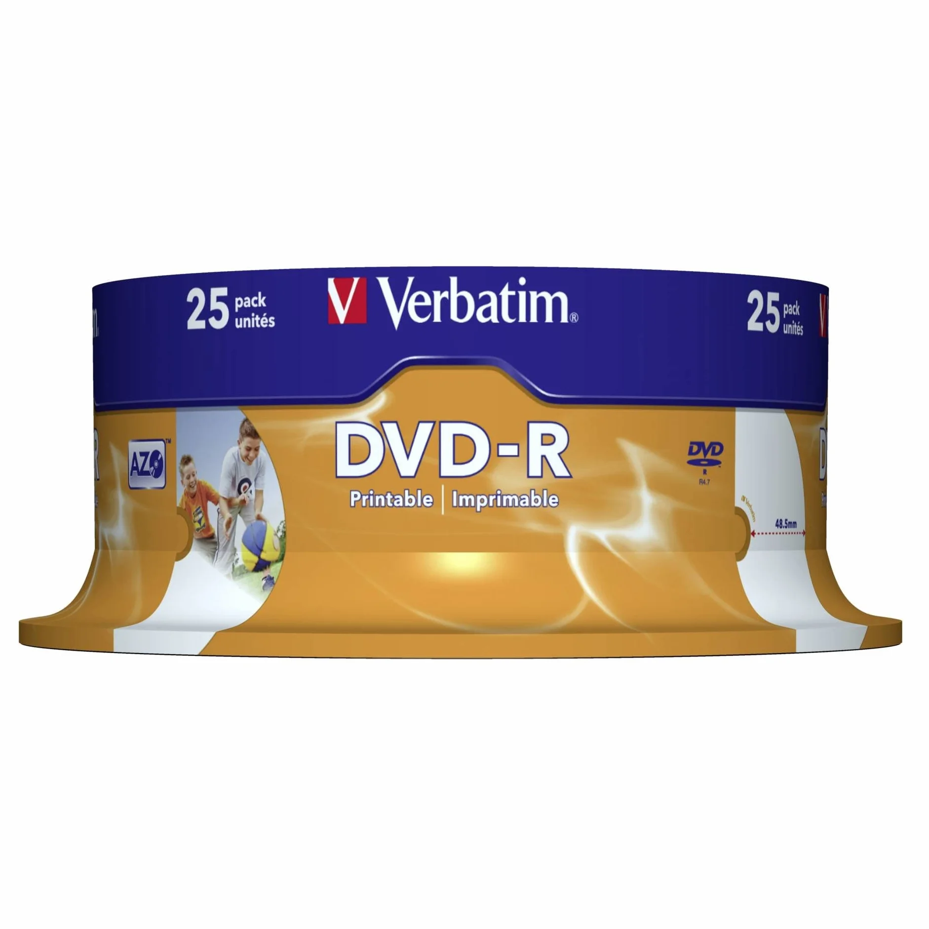 Verbatim® - DVD-R Full Printable Mandrino scrivibile monouso, 4,7 GB, 16 x (25 pezzi), 1 confezione da 25 pezzi, Bianco