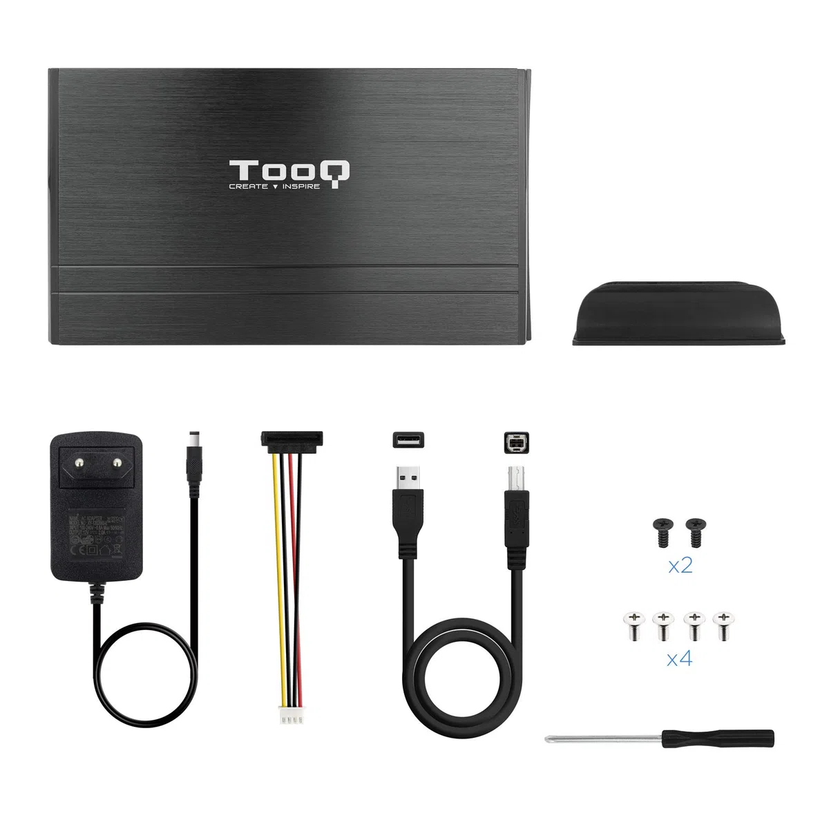 TOOQ TQE-3520B - HDD da 3,5", (IDE, SATA I/II/III/III, USB 2.0), alluminio, indicatore LED, nero, 350 gr.