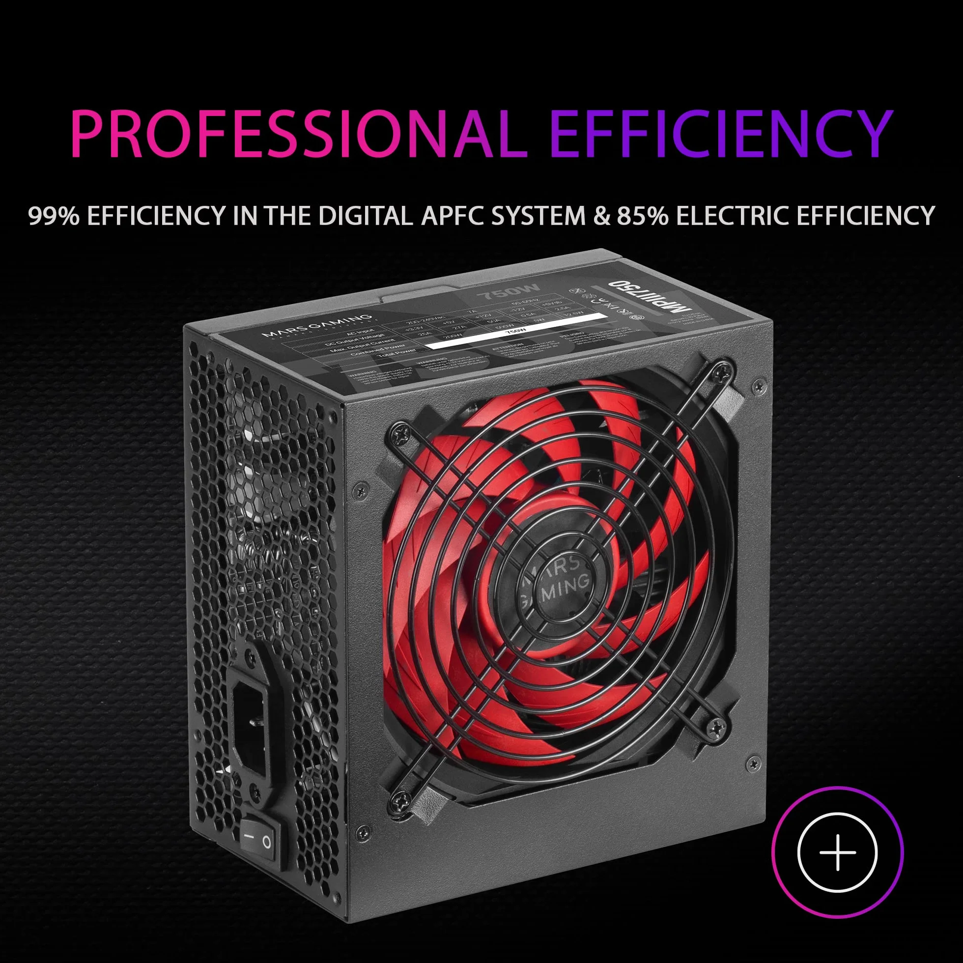 Mars Gaming MPIII750, Alimentatore PC ATX 750W, 5 Anni di Garanzia, 85% di Efficienza, Sistema APFC Digitale, Ventola FDB 120mm AI-RPM, Tecnologie DC-DC e SMD, Cavi Piatti Extra-Lunghi, Nero