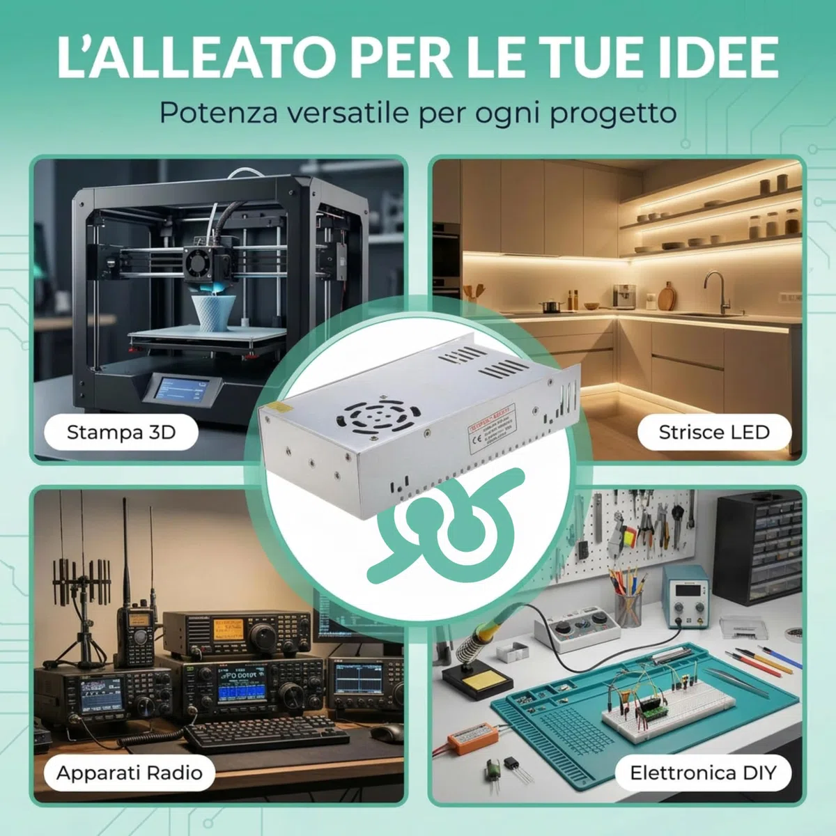 TEMPO DI SALDI Trasformatore 220V 12V 360 W Corpo in Metallo 20 x 11 x 5 cm - Alimentatore 12v 30A Stabilizzato, per Alimentatore Striscia LED, Telecamere a circuito chiuso, Router e altri dispositivi