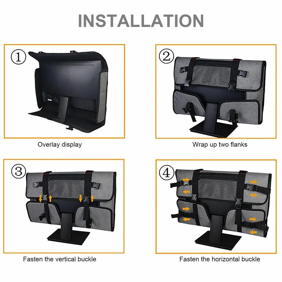 Fyearfly Borsa Protezione Monitor, Custodia da Viaggio Imbottita per Monitor, Borsa da trasporto per monitor di computer di casa Custodia protettiva portatile per schermi e monitor LCD da 24 pollici
