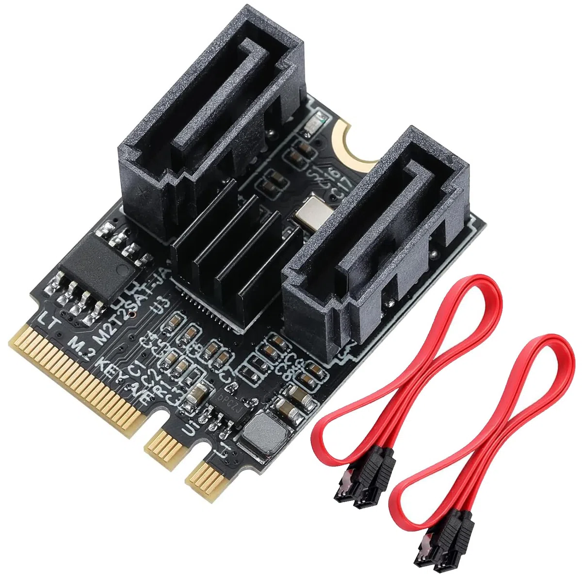 Adattatore M.2 SATA, Scheda di Espansione da M.2 a SATA3.0 Key-A+E, Scheda Riser SSD Fino a 6 Gbit/s, Chip JMB582, per Windows 8/8.x/10 Linux