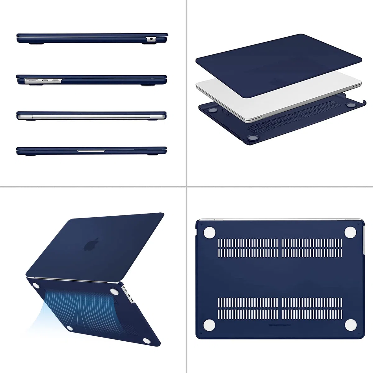 MOSISO Custodia Compatibile con MacBook Air 13 Cover M5 M4 M3 M2 2026-2022 A3449 A3240 A3113 A2681, Case per MacBook Air 13,6'' Liquid Retina&Copritastiera&Pellicola&Sottotazza, Navy Blu