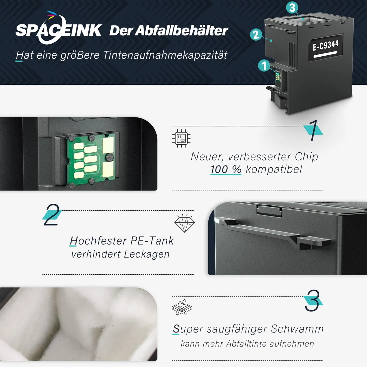 Spaceink C9344 C12C934461 per XP-2100 XP-3100 XP-3105 XP-4100 XP-4105 XP-3150 XP-3155 XP-3200 XP-3205 XP-4150 XP-4155 XP-4200 2810DW. F WF-2820DWF WF-2830DWF WF-2835DWF stampante