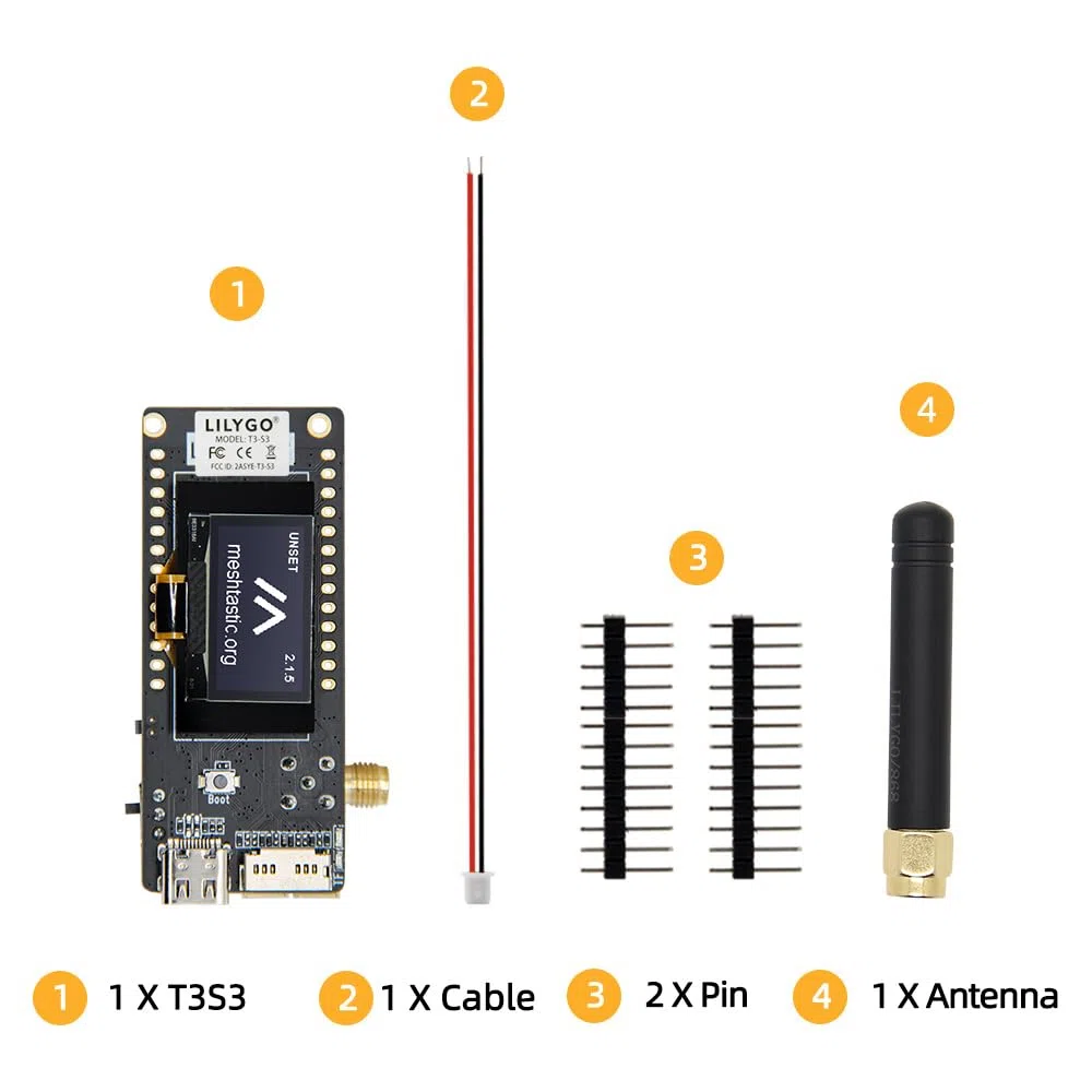 LILYGO T3S3 ESP32-S3 LoRa Meshtastic TTGO Development Board Wireless Module with 0.96 inch OLED Display (SX1262 868MHz)