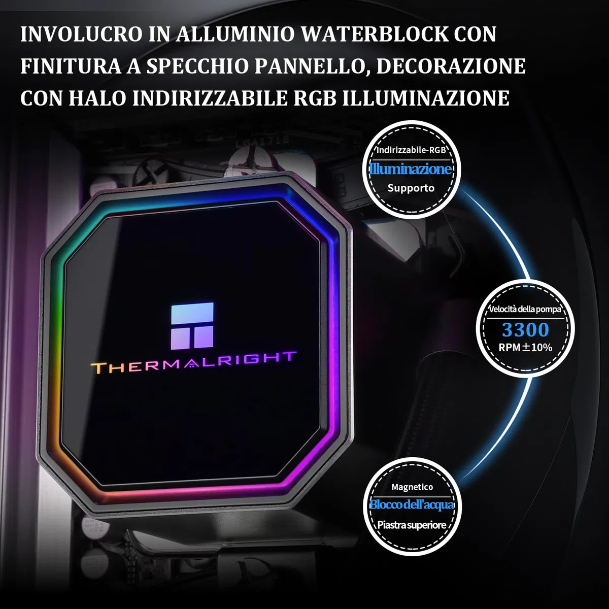 TR Frozen Prism 360 Nero Refrigeratore a liquido per CPU con ventilatore PWM da 120mm, Dissipatore di calore per raffreddamento ad acqua integrato per AMD/AM4/AM5, INTEL 1700/1150/1151/1200/2011