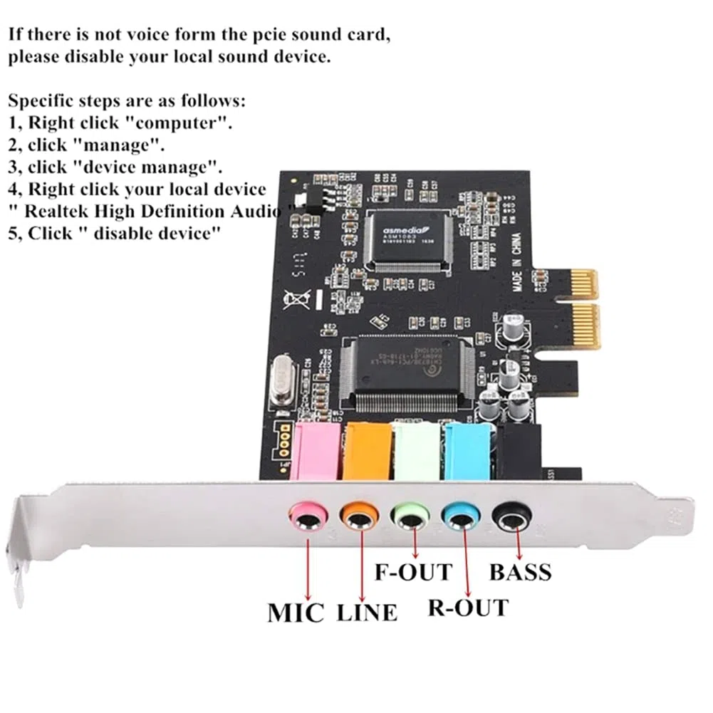 Orton Scheda Audio PCIe 5.1, Surround 3D, PC Chip CMI8738 per Windows XP/7/10