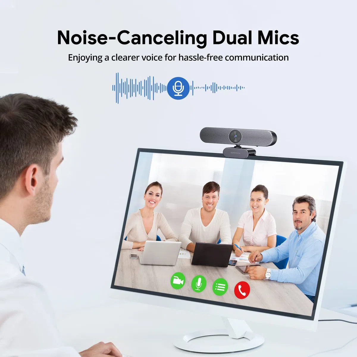 DEPSTECH DW50 Pro Webcam 4K, Zoom Ottico 3X Webcam PC con Doppio Microfono e Telecomando, Sensore Sony, Microfoni con Cancellazione del Rumore, Auto-Focus, Telecamera PC per Riunioni, Conferenze, Live