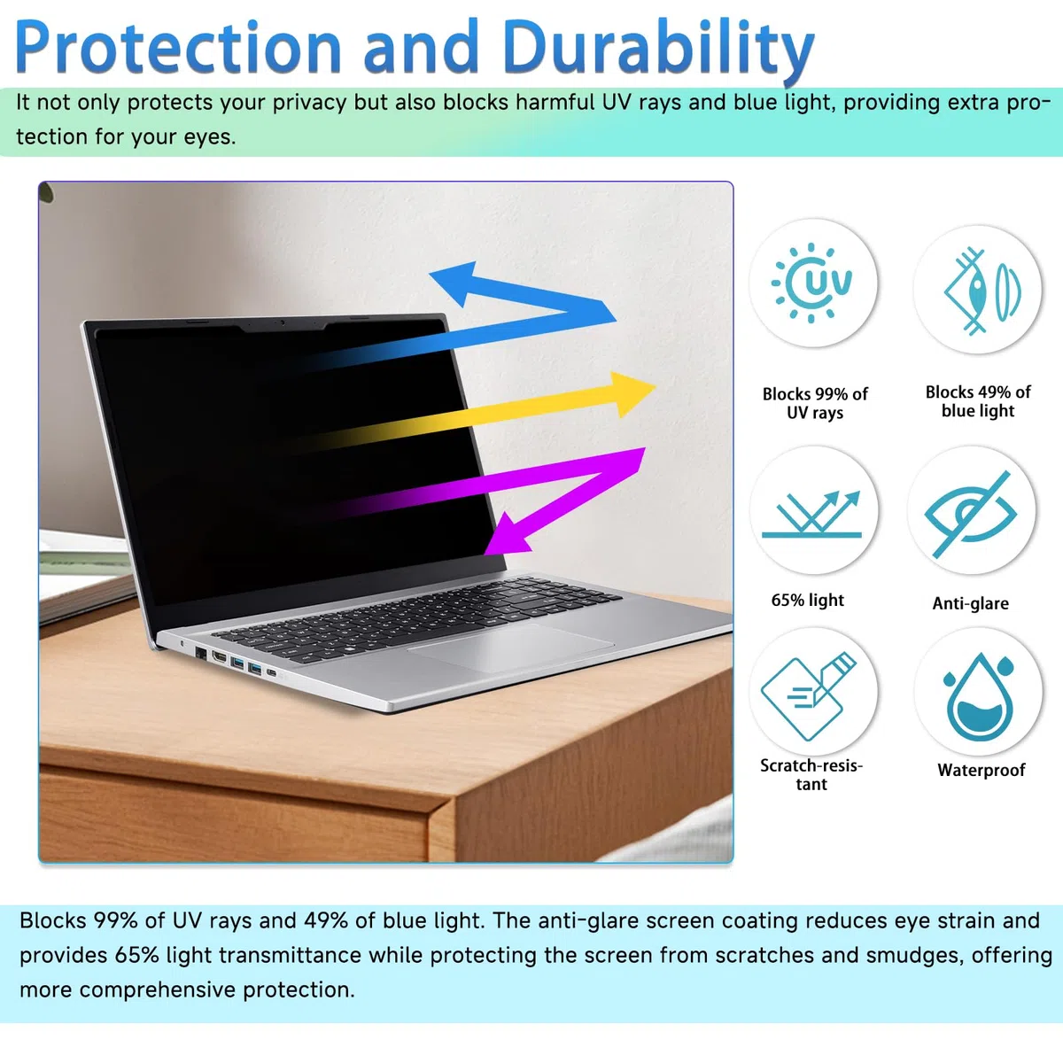 Filtro Magnetico Privacy per 13.3 Pollici 16:10,Rimovibile Pellicola Schermo Protezione,Anti Luce Blu Antiriflesso, Anti-Spia,per HP/dell/Acer/Lenovo/Thinkpad/Samsung/ASUS/Sony