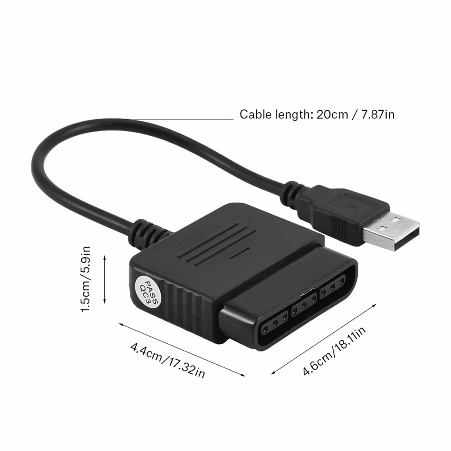 Tissting Adattatore Controller PS2 a USB, Convertitore Cavo per Controller PS3/PC, Materiale ABS, Compatibile con PS2, PS3, PC per Giocatori di Videogiochi