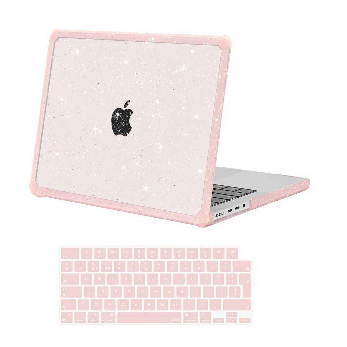 MOSISO Custodia Compatibile con MacBook Pro 14 Cover 2025-2021 M5 A3434 M4 A3112 A3185 A3401 M3 A2918 A2992 M2 A2779 M1 A2442, Case Glitter Anti-Crepa Paraurti TPU Pesante&Copritastiera, Rosa