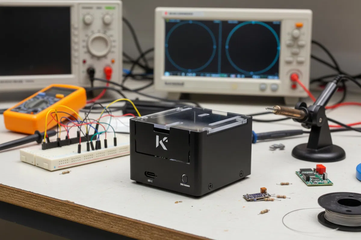 KKSB Custodia per Arduino Uno Q – Custodia alta in alluminio e acciaio con coperchio in policarbonato trasparente