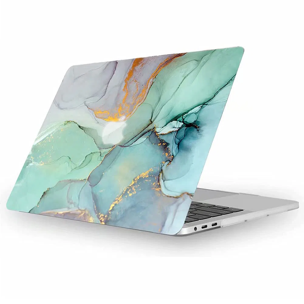 Fancity Cover Compatibile con MacBook Air 13 Pollici 2020 2021 A2337 M1 A2179 A1932, Custodia Rigida in Plastica Compatibile con MacBook Air 13 Pollici con Touch ID 2018-2021, Marble Green