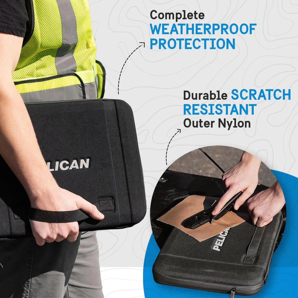 Pelican Adventurer - Borsa per laptop da 14", maniglia elastica per il trasporto, chiusura sicura con cerniera, impermeabile, antigraffio e resistente, per laptop da 12" a 14", nero