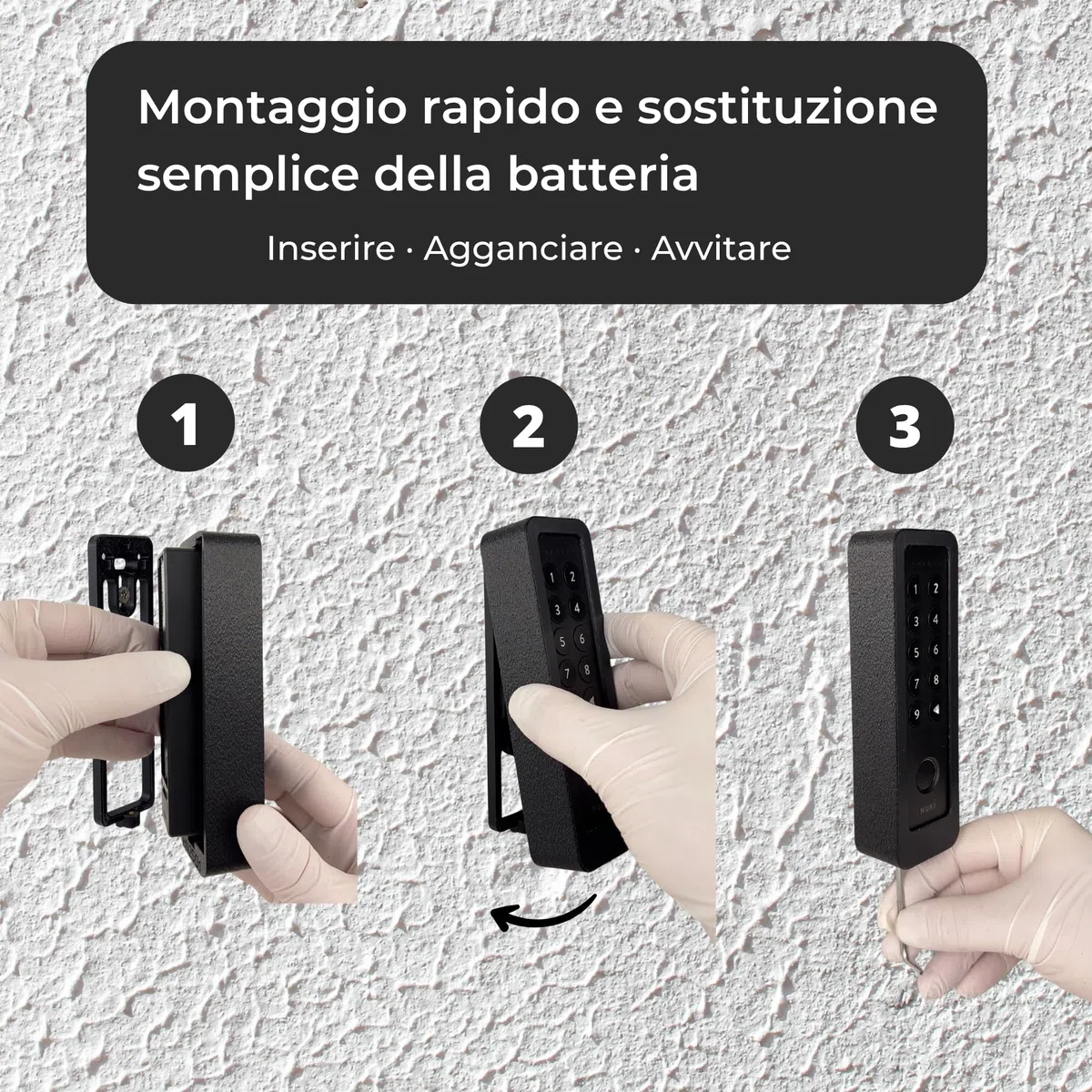 Generisch Supporto da parete compatibile con Nuki Keypad 2 - Copertura antifurto con vite di sicurezza Torx - Senza protezione dalle intemperie - Superficie simile a intonaco - Nero (senza tetto