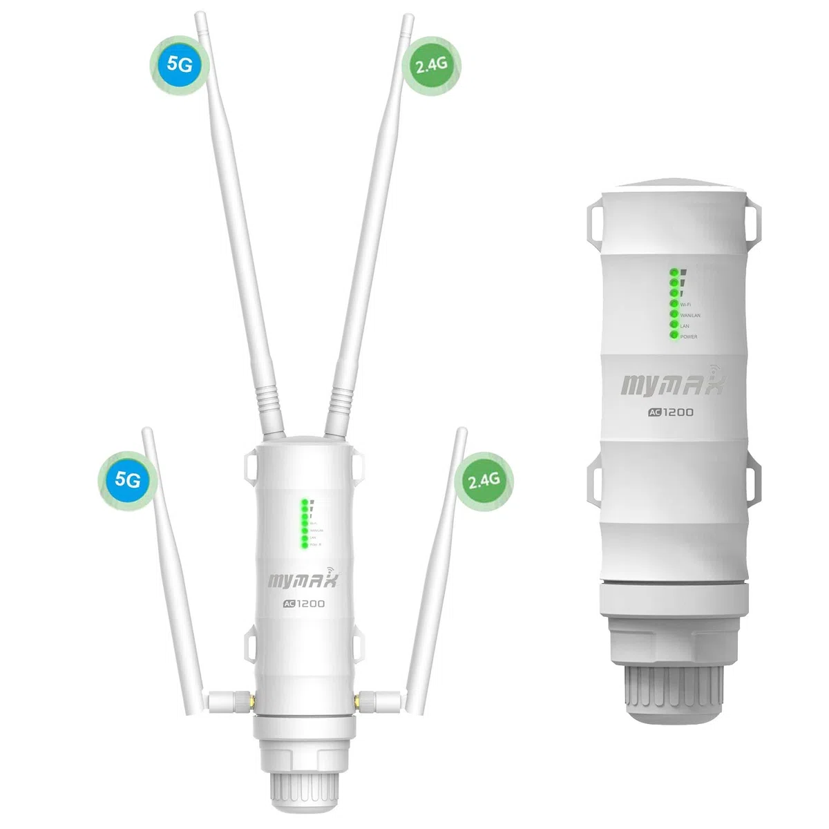 AC1200 Dual Band 2.4+5GHz 1200Mbit/s Ripetitore WiFi Esterno Potente/Extender Mesh WiFi Outdoor/Access Point (AP)/Antenna WiFi/Amplificatore Segnale WiFi(1xGigabit LAN, 4x7dBi, PoE Passivo, WN572HP3)