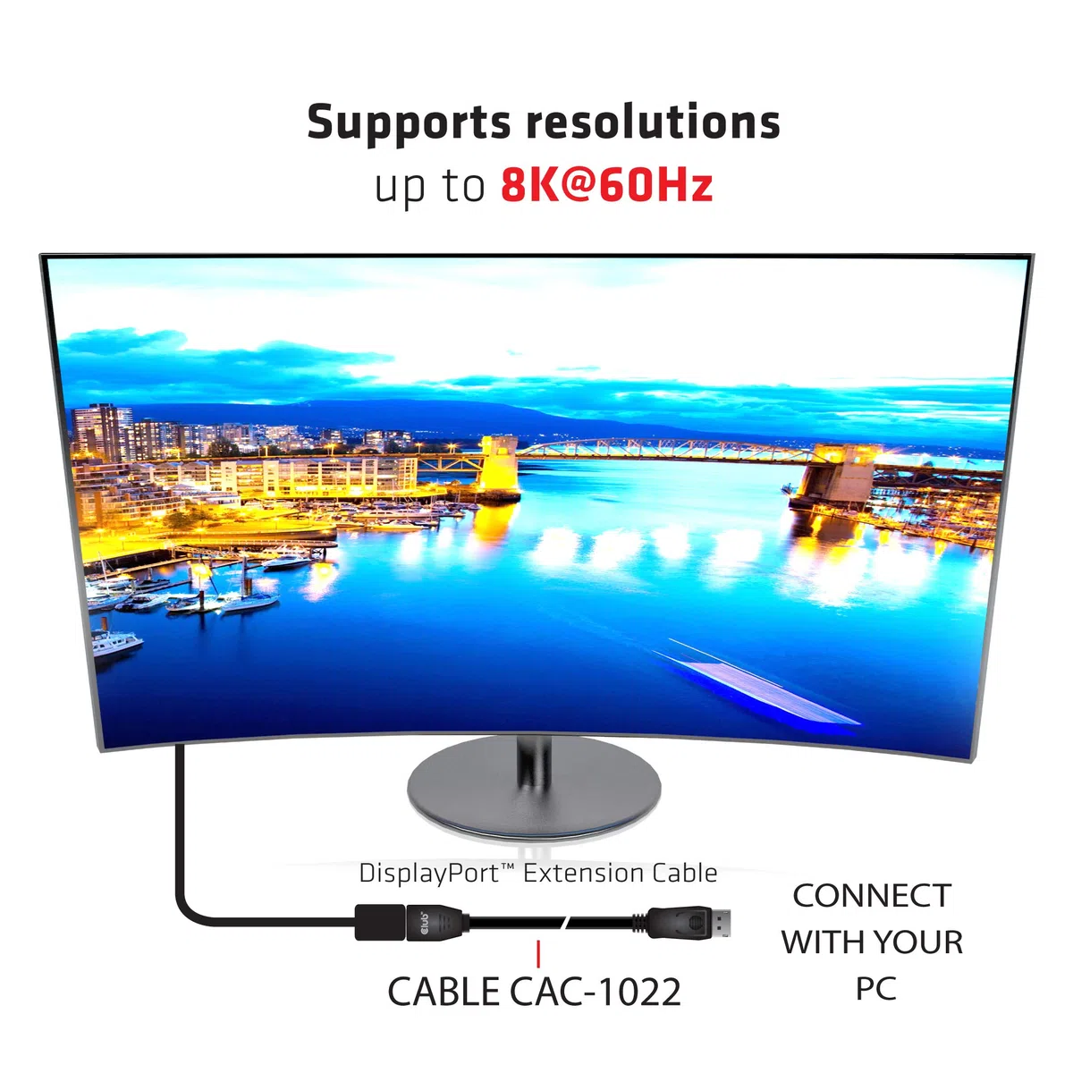 CLUB 3D CABLE ALARGO DISPLAYPORT 1.4 HBR3 8K60HZ 2M