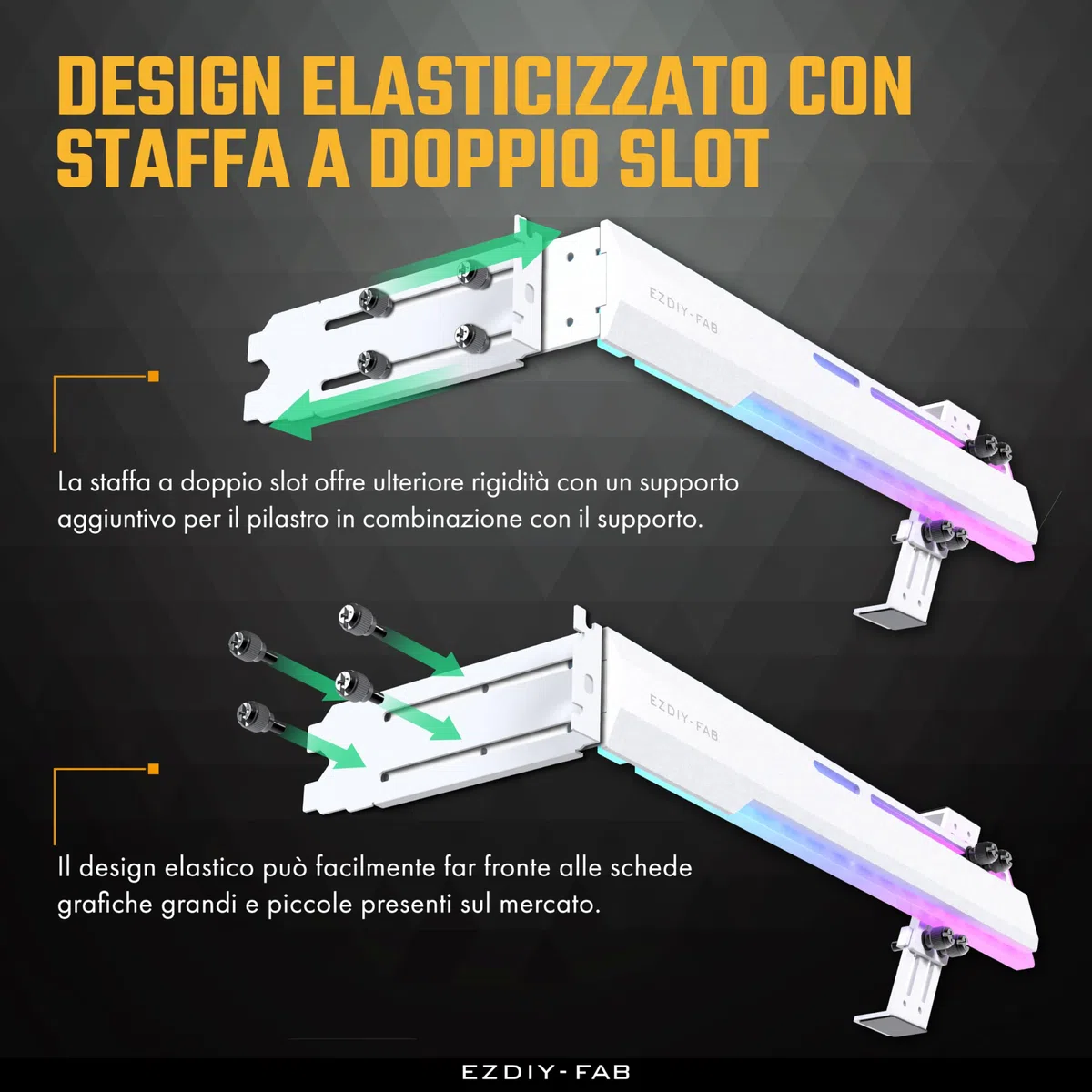 EZDIY-FAB 5V ARGB GPU Holder Brace Supporto Scheda Grafica GPU Supporto Scheda Video Staffa,Struttura Avvitabile,Supporto Scheda Video Sag Holder/Supporto Staffa RX7990XTX, RTX4090,Bianco-341-1