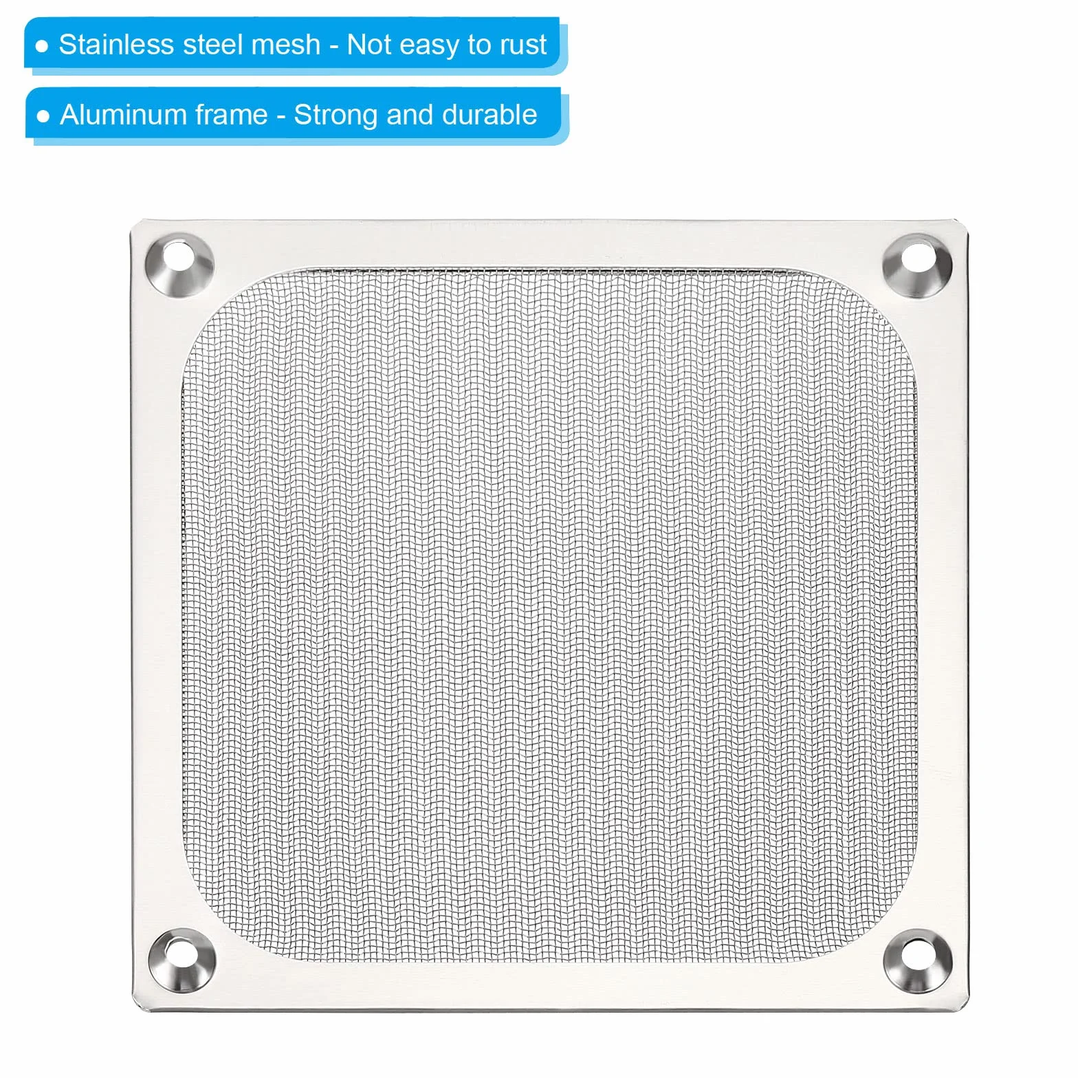 PATIKIL 120mm Ventola Filtro Griglie con Viti, 4pz Alluminio Telaio Inossidabile Acciaio Rete Antipolvere Copertura per Computer Custodia, Argento