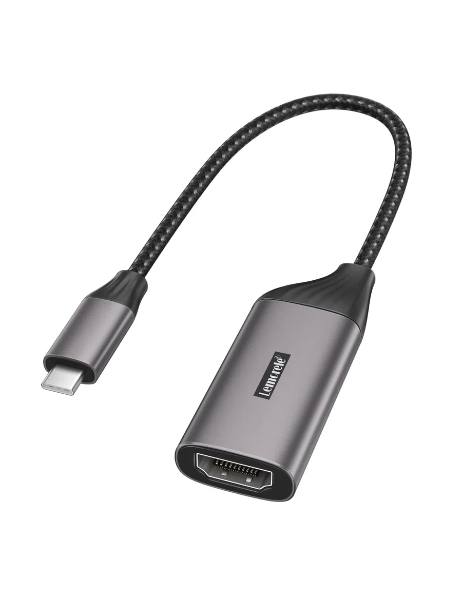 Lemorele Adattatore USB C HDMI(4K@30Hz), USB C HDMI con Alloggiamento in Alluminio e Cavo in Nylon, Adattatore HDMI Compatibile con MacBook Air/Pro M1, iPad M1, Cellulare, Switch, Windows e altro