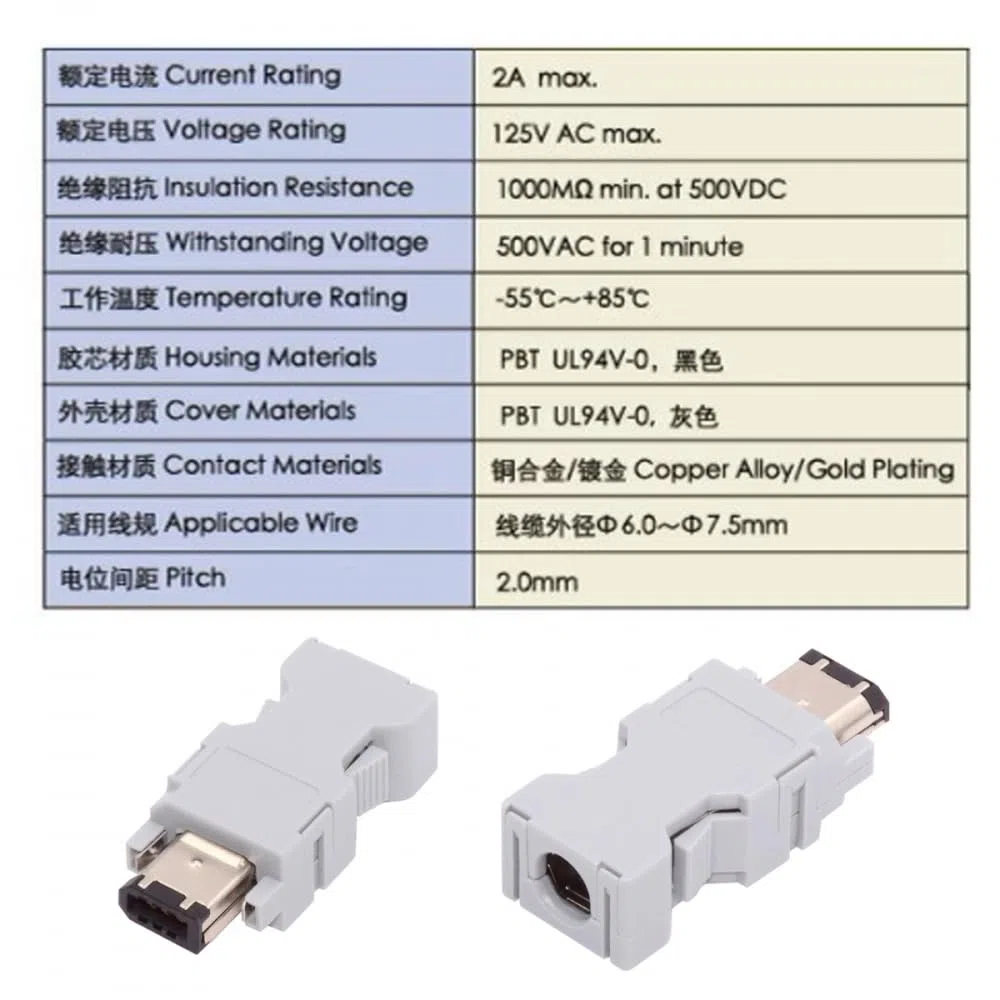 CY Connettore I/O SM-6P IEEE 1394 6Pin CN3 Plug 55100-0670 maschio JZSP-CMP9-1-E compatibile con Yaskawa Panasonic Servo 54280-0609