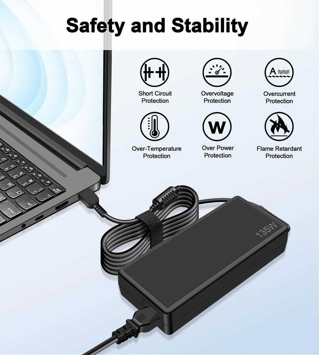 Caricatore da 135W compatibile con Lenovo Universal Thunderbolt 3 4 Essential Smart Dock Gen 1 2, Ultra/Pro Docking Station Gen 1, Dock USB-C ibrido con docking station USB-A Alimentatore ADL135NDC3A