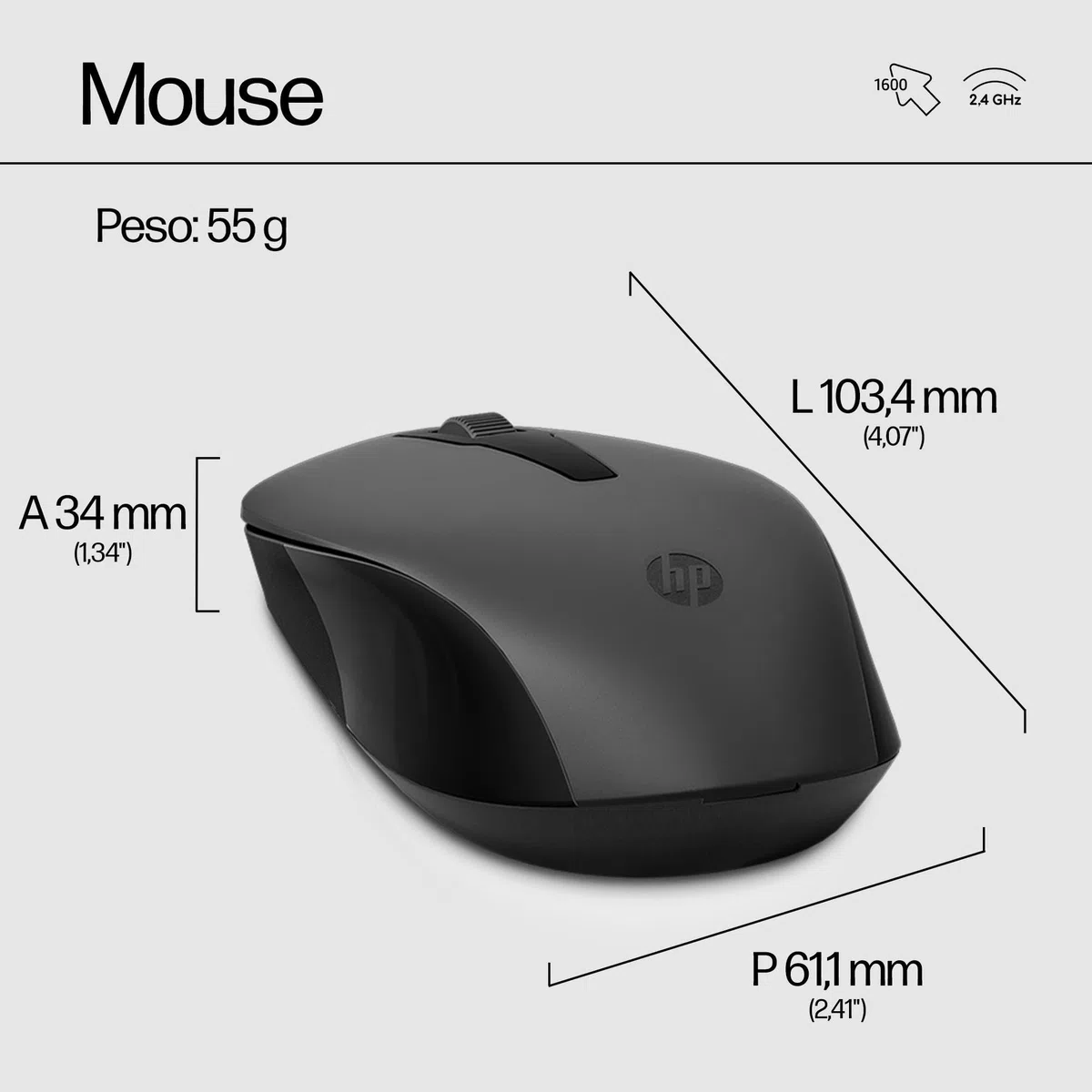 HP 330 Combo Tastiera e Mouse Wireless a 2,4 GHz, Indicatore LED Blocco Maiuscole, 12 combinazioni di tasti, Plug and Play, Mouse sensore ottico da 1600 DPI, Compatibile con Windows 10 e 11, Nera