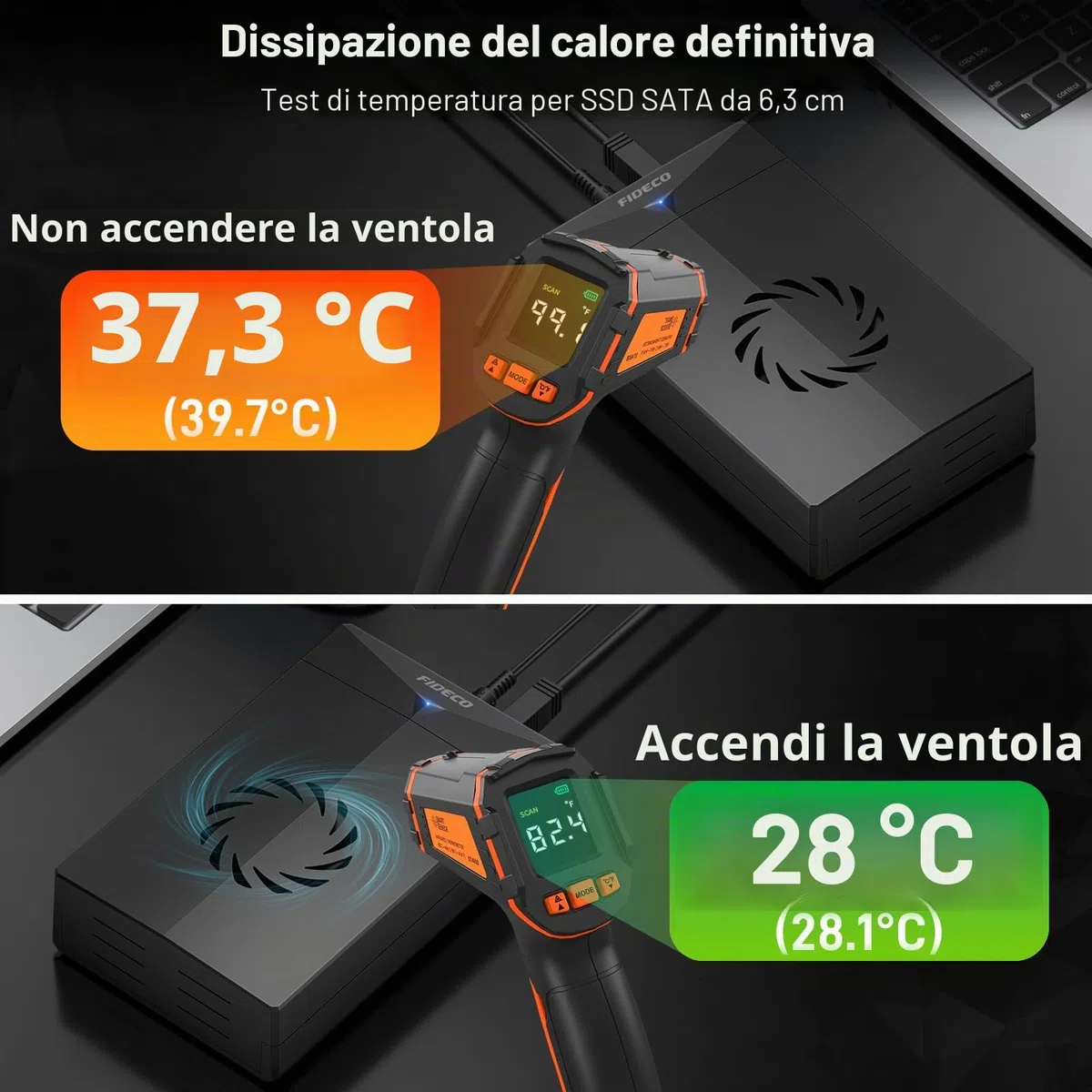 FIDECO Custodia per Disco Rigido 3.5", USB 3.0 Case Hard Disk Esterno, Case Disco Rigido per Disco Rigido SATA da 2,5"/3,5", Supporta l'UASP
