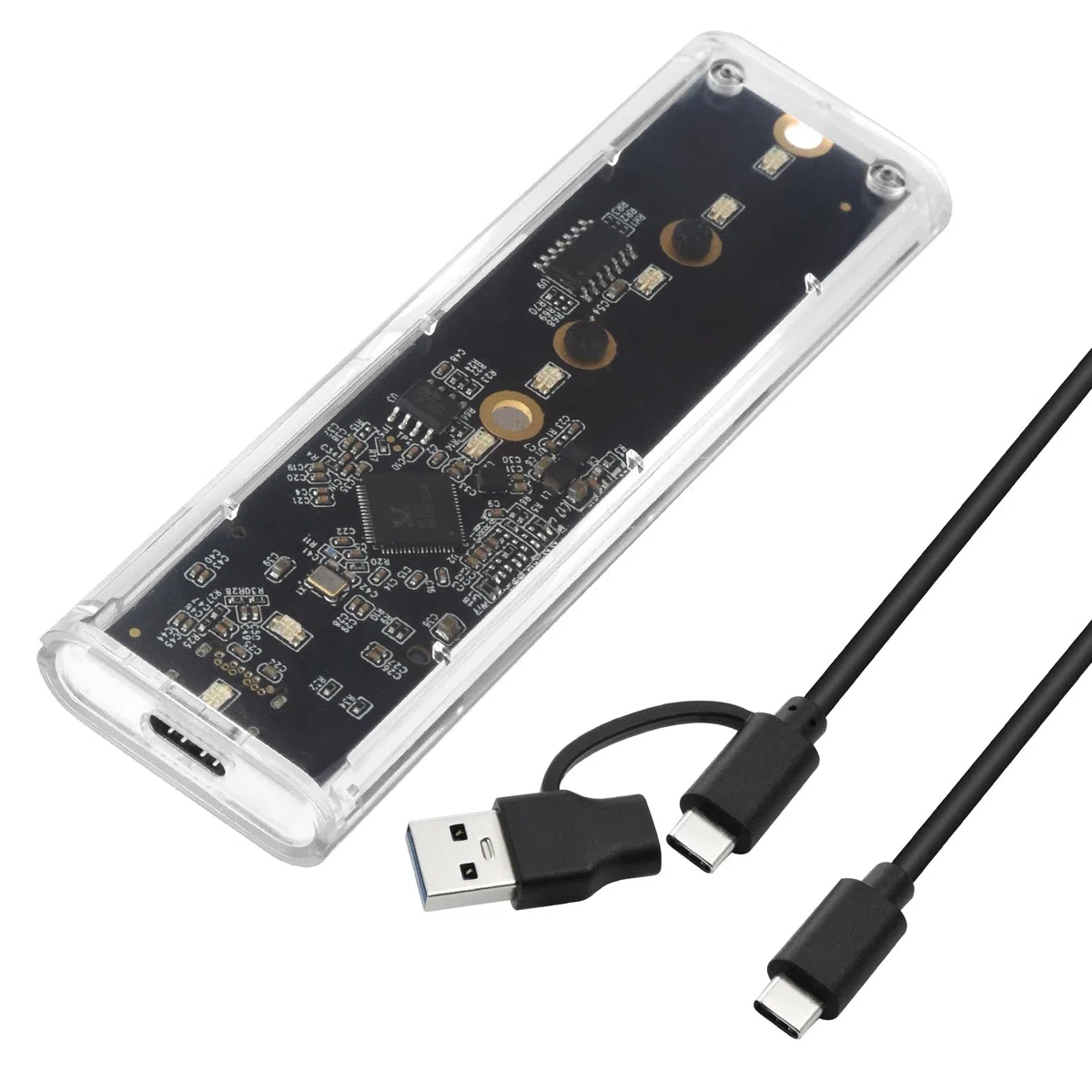 ELUTENG Case SSD M.2 NVMe USB 3.1 10Gbps Adattatore SSD M2 NVMe Senza Attrezzi Esterno Adattatore NVMe per PCIe M-Key SSD 2230/2242/2260/2280 Supporto UASP & Trim con Cavi USB C a C/A (Transaprent)