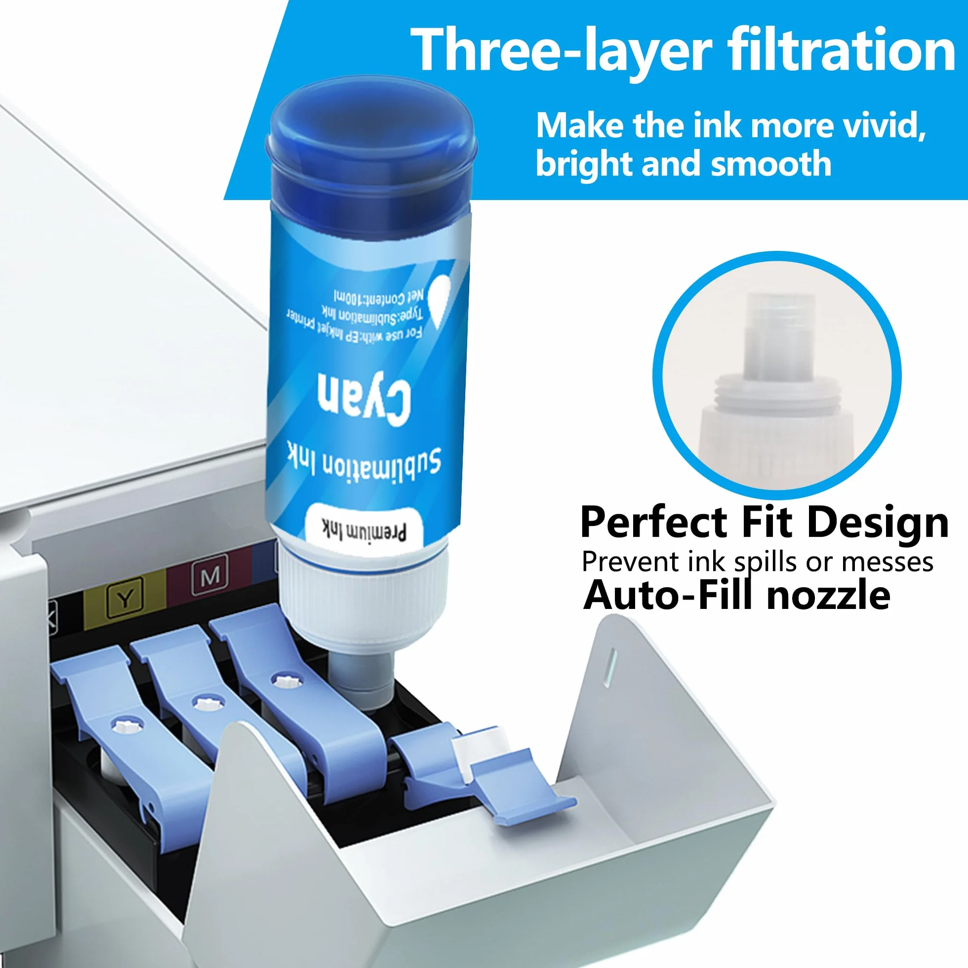 LCL 4Pack 400ML Ricarica d'inchiostro sublimatico per EPSON EcoTank ET-2700 ET-2750 ET-2751 ET-2756 ET-2850 ET-2851 ET-2856 ET-3700 ET-3750 ET-3850 ET-4750 ET-4850 (Autofill/Upgrade Version/ICC Free)