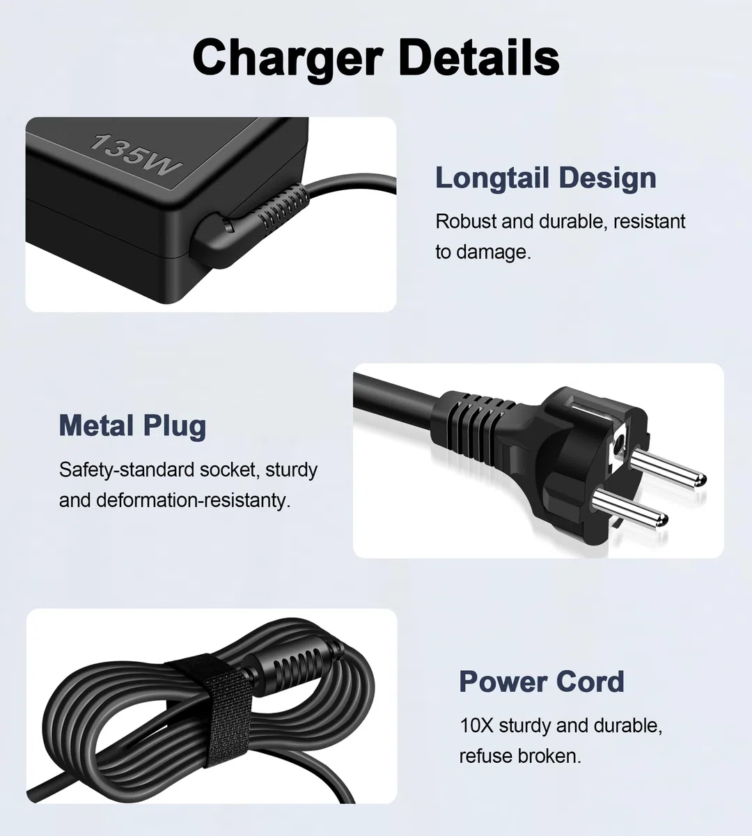 Caricatore da 135W compatibile con Lenovo Universal Thunderbolt 3 4 Essential Smart Dock Gen 1 2, Ultra/Pro Docking Station Gen 1, Dock USB-C ibrido con docking station USB-A Alimentatore ADL135NDC3A
