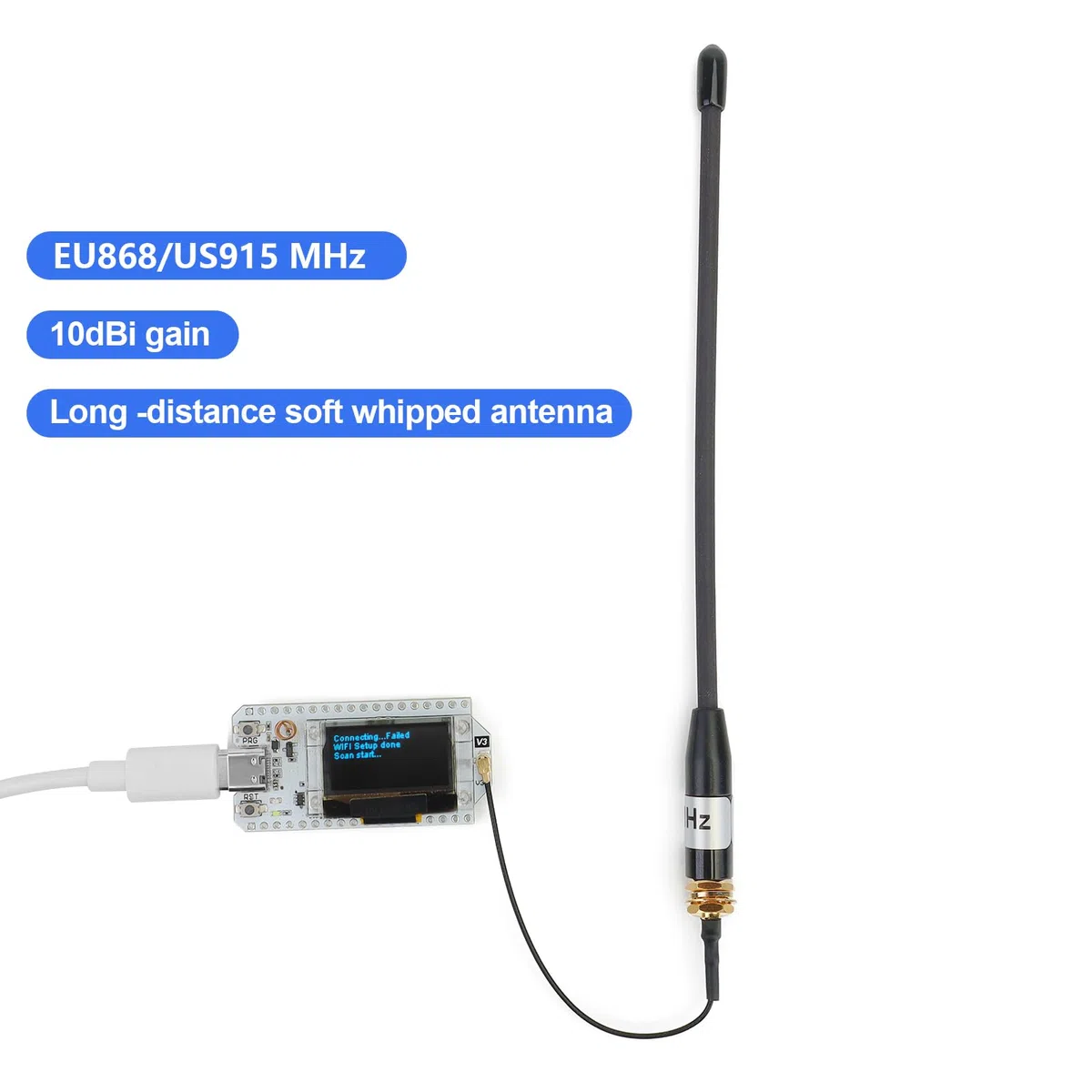Confezione da 2 antenne 868 MHz, guaina da 10 dBi per antenna Mesh tastic LoRa Long Range Soft Whip, 17 cm, connettore Omni SMA nero