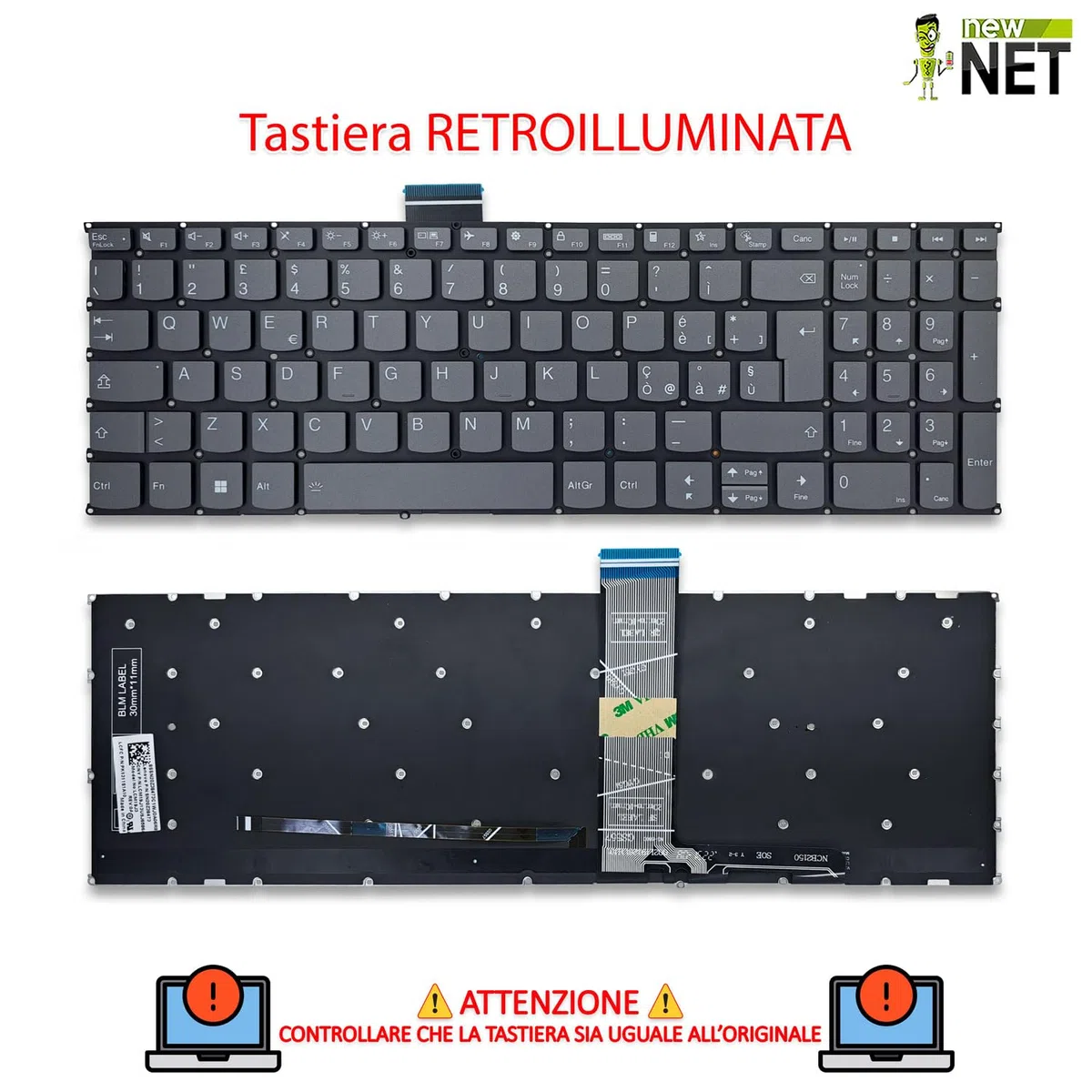 Tastiera Compatibile con Lenovo ThinkBook 15 G2 Are 20VG 15 G2 ITL 20VE Retroilluminata Layout ITA