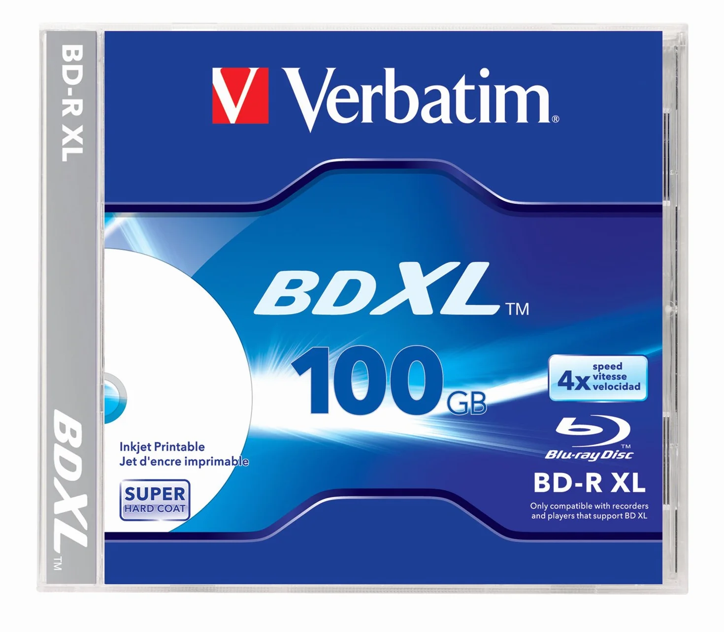 Verbatim BDXL 100 GB 4X Bianco Stampabile A Getto D'inchiostro, Hub Stampabile - 1 Pk Jewel Case, 43790