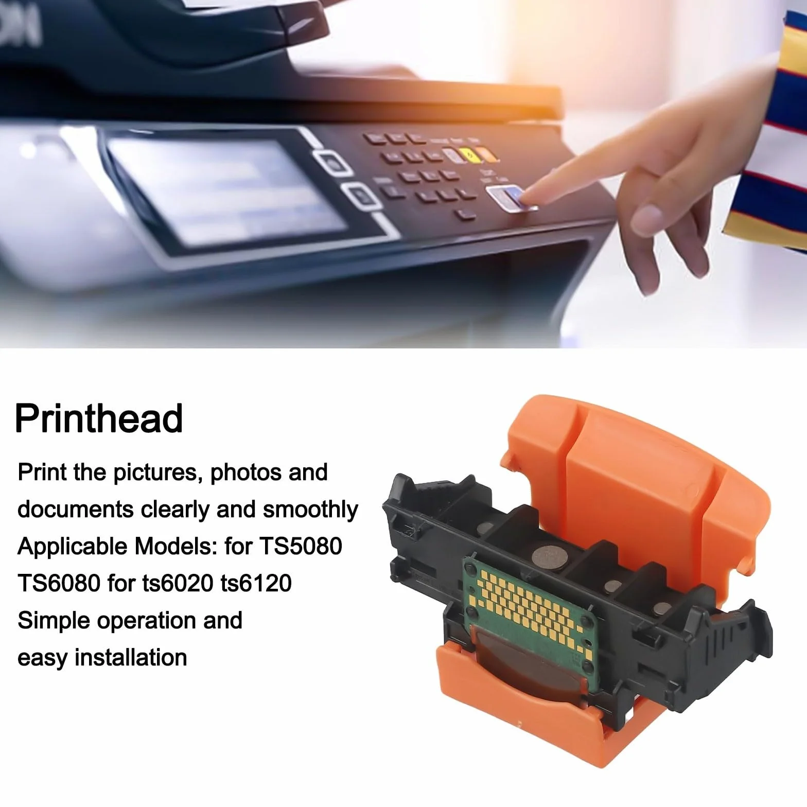 QY6-0089 testina di stampa per stampante Canon per PIXMA TS5050 TS5051 TS5053 TS5055 TS5070 TS5080 TS6020 TS6050 TS6051 TS6052 TS6080, testina di stampa in metallo ABS per testo chiaro e