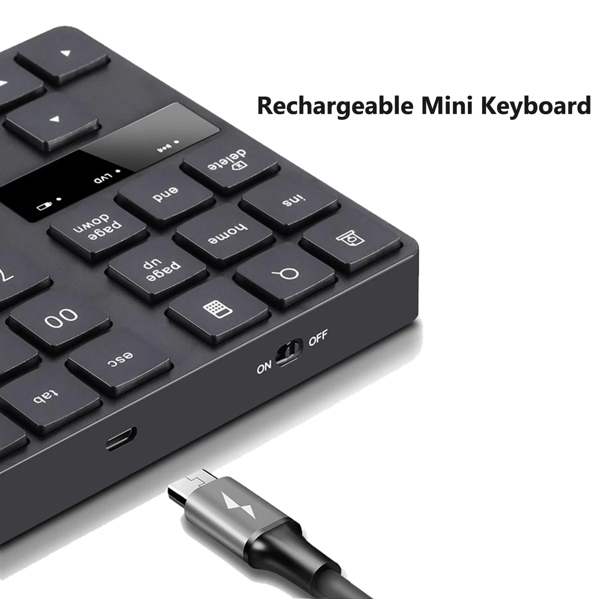 Tastierino numerico wireless Mini tastiera ricaricabile con tastierino numerico a 35 tasti per PC desktop portatile