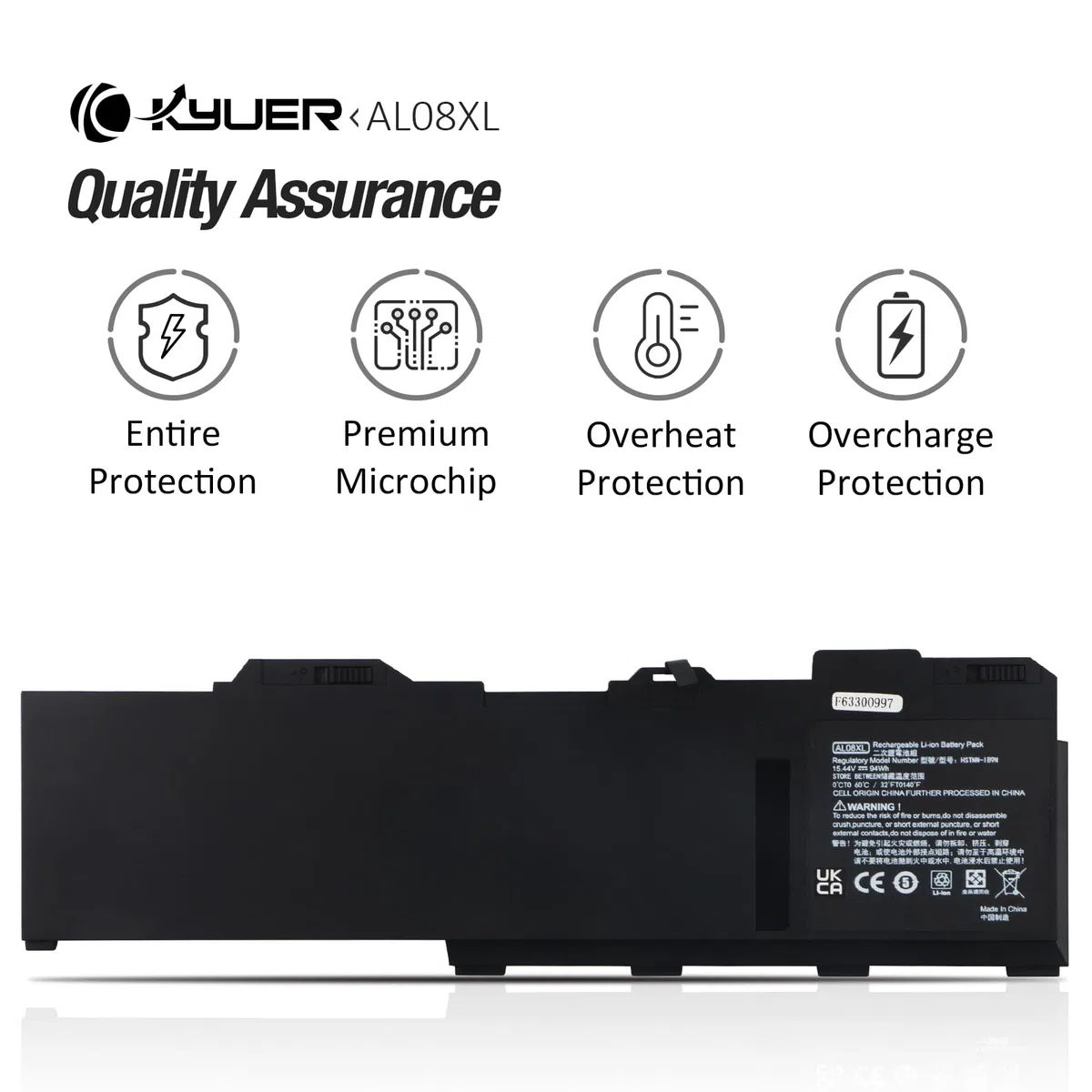 K KYUER AL08XL Laptop Batteria per HP ZBook Fury 15 G7 G8 15.6" ZBook Fury 17 G7 G8 17.3" Mobile Workstation Series AL08094XL L86212-001 HSTNN-OB1S HSTNN-IB9N L86155-AC1 L86155-1C1 W-10885M i9-10885H
