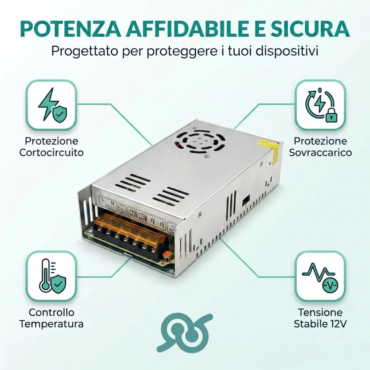 TEMPO DI SALDI Trasformatore 220V 12V 360 W Corpo in Metallo 20 x 11 x 5 cm - Alimentatore 12v 30A Stabilizzato, per Alimentatore Striscia LED, Telecamere a circuito chiuso, Router e altri dispositivi