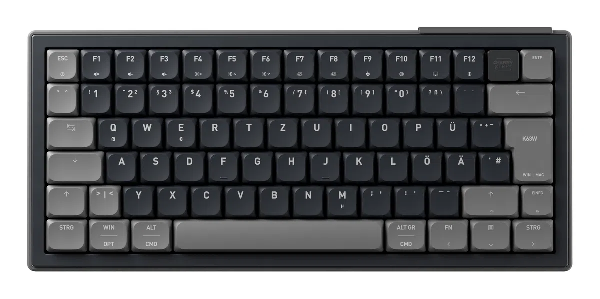 K63W Pro Compact Ultra Wideband, Meccanica 70% Low Profile Gaming Keyboard, Connessione UWB Wireless, 8000Hz, MX LP 2.0 RED Switch, Ricaricabile, Layout DE (QWERTZ), Nero