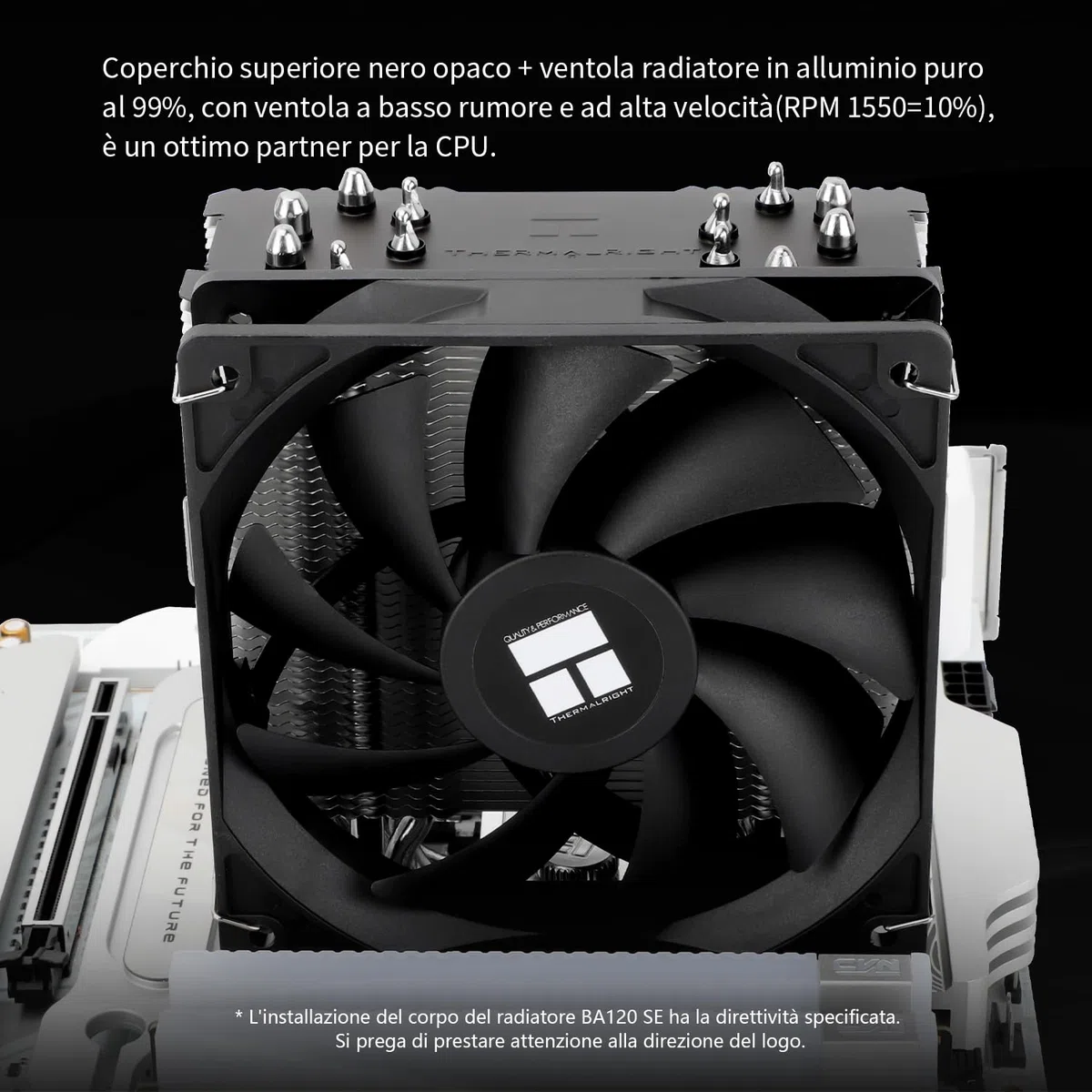 TR Burst Assassin 120 SE Raffreddatore CPU, altezza 148 mm, ventola PWM 120 mm con velocità 1550 RPM, 6 tubi di calore, per Intel 1700/1851/1150/1151/1200, AM4/AM5, raffreddamento PC, nero (BA120SE)