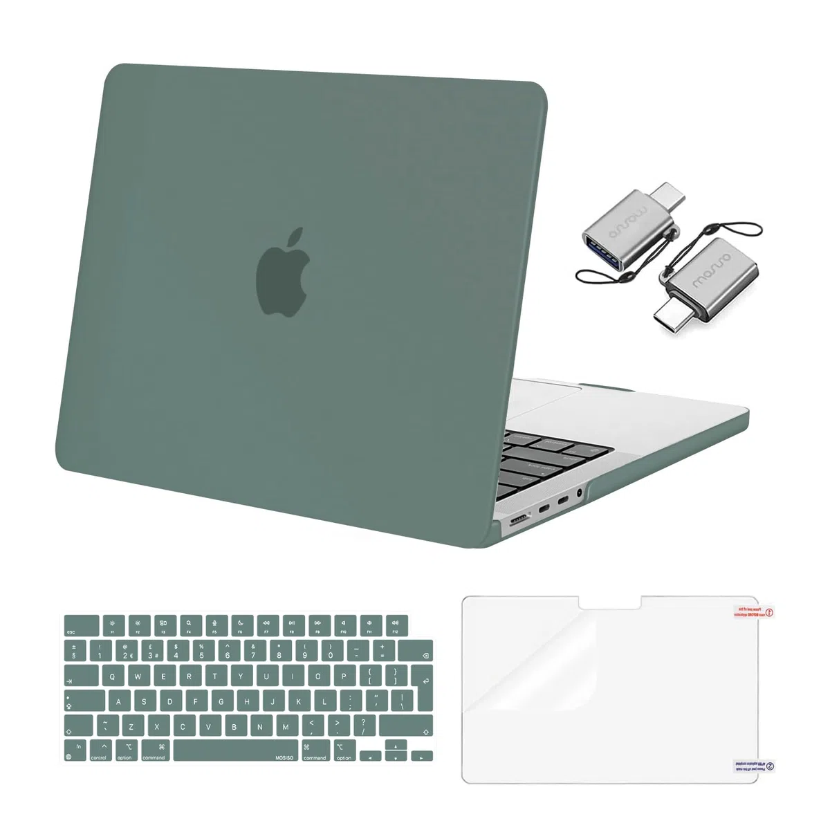 MOSISO Custodia Compatibile con MacBook Pro 14 Cover 2026 2025 2024-2021 M5 A3434 M4 A3112 A3185 A3401 M3 A2918 A2992 M2 A2779 M1 A2442, Rigida Case&Copritastiera&Pellicola&Tipo C, Verde Smeraldo